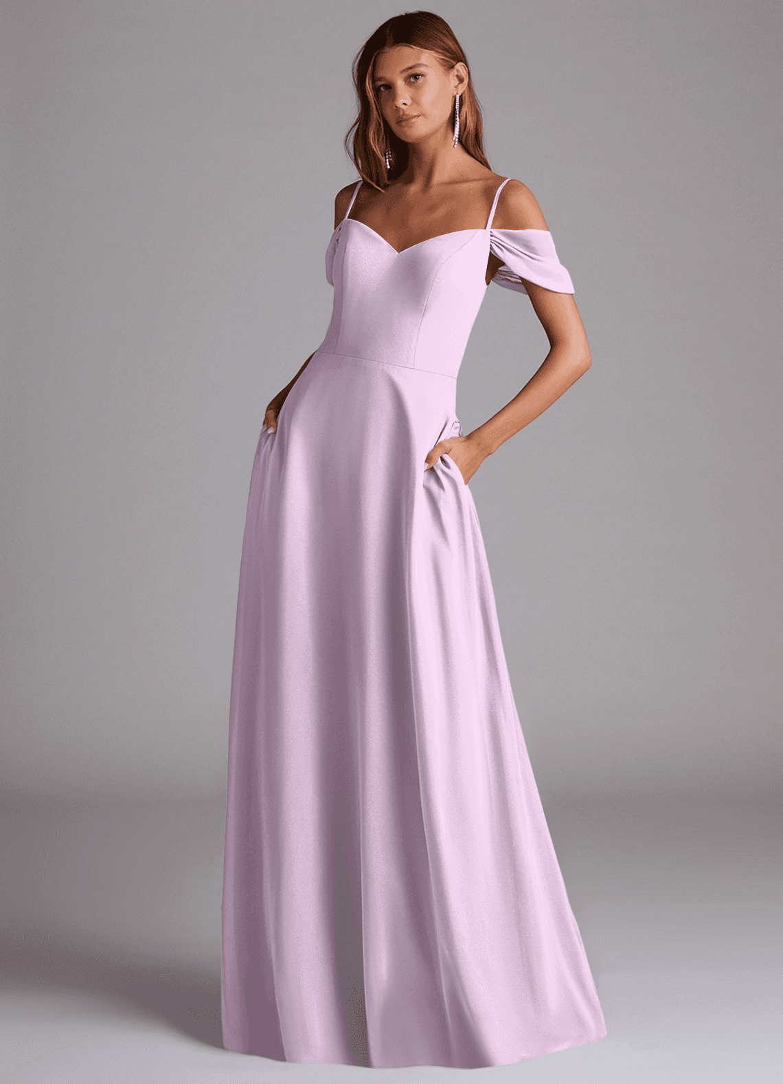Azazie A-Line/Princess Off The Shoulder Floor-Length Chiffon Bridesmaid Dresses - frosted lilac Azazie A-Line/Princess Off The Shoulder Floor-Length Chiffon Bridesmaid Dresses - frosted lilac
