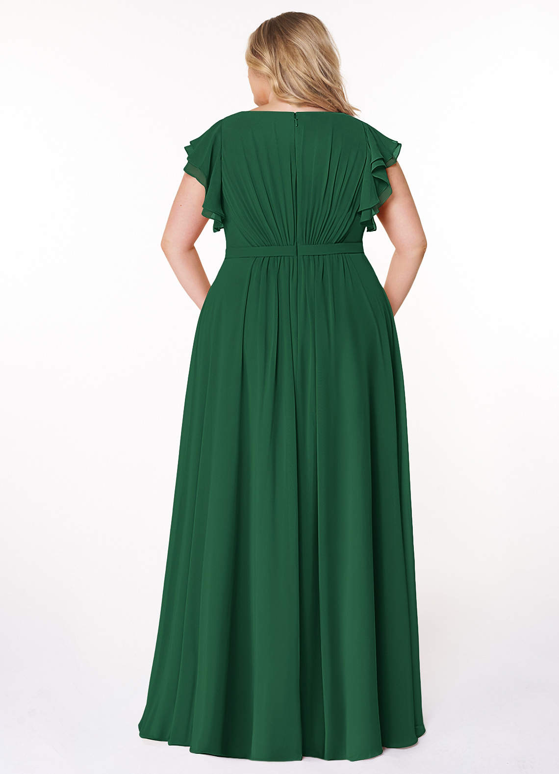 Azazie Daphne Bescheidene Brautjungfernkleider A-Linie Gekräuselt Chiffon Bodenlänge Kleid image6