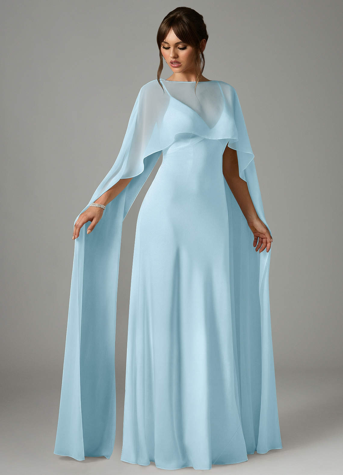 Azazie Stefania Bridesmaid Dresses Sky Blue A-Line Stretch Satin Dress image2
