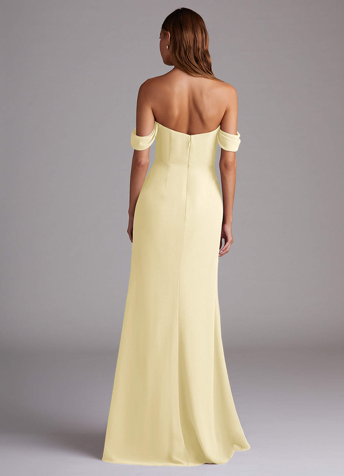 Azazie Saige Bridesmaid Dresses Lemon Sorbet A-Line Off the Shoulder Chiffon Convertible Dress image6