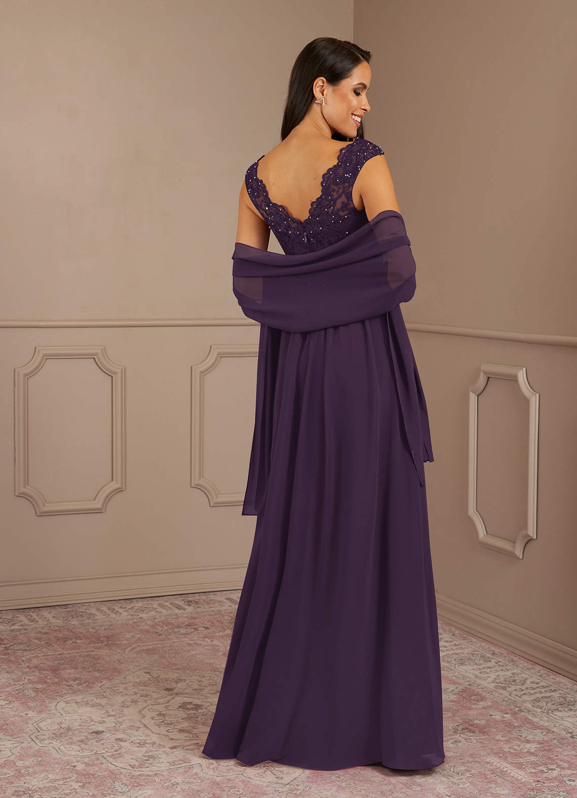 Sofia Lace Satin Trousers | Amethyst Plum