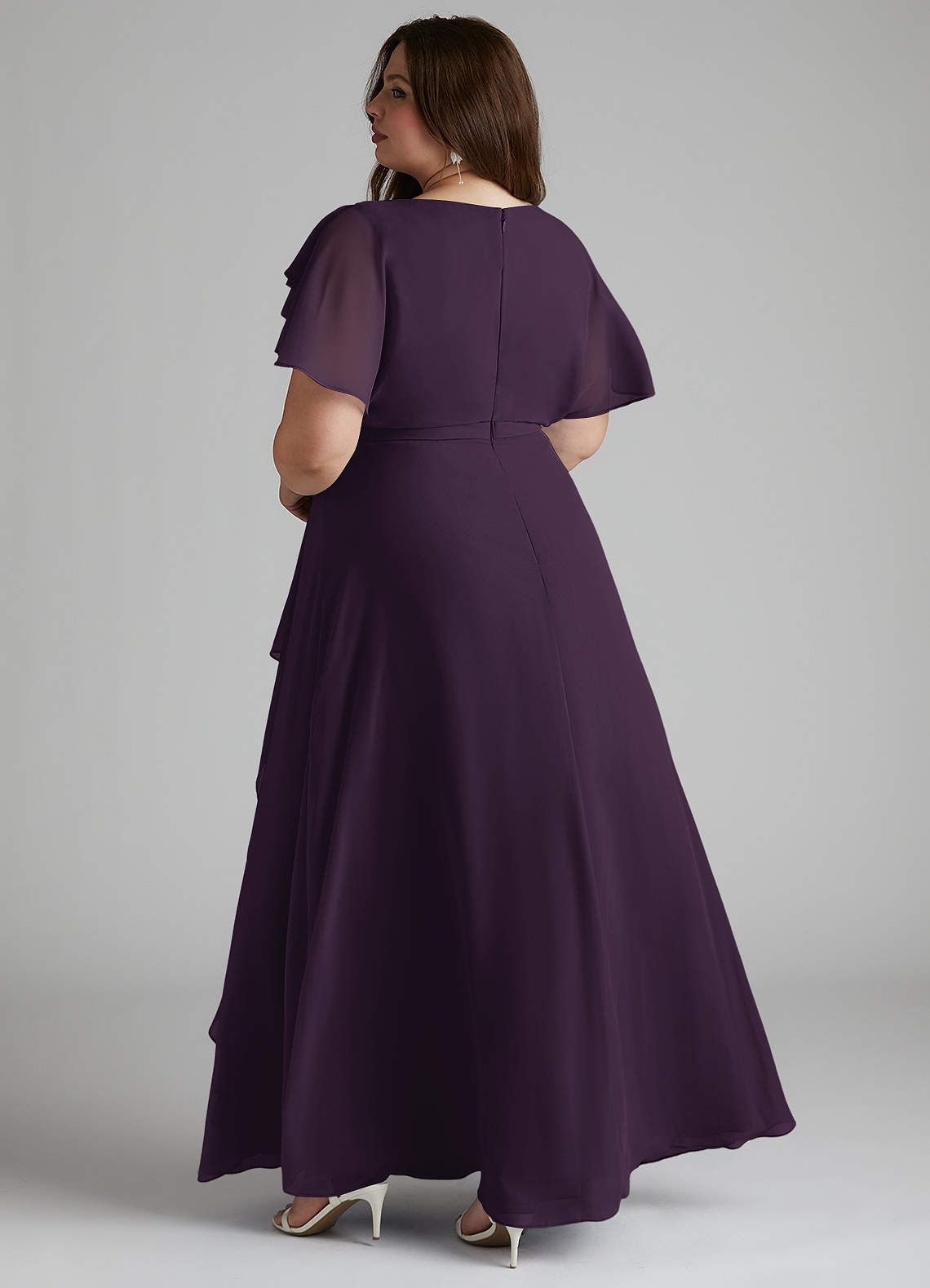 Azazie Aaliyah Modest Bridesmaid Dresses A-Line Scoop Pleated Chiffon Floor-Length Dress image16