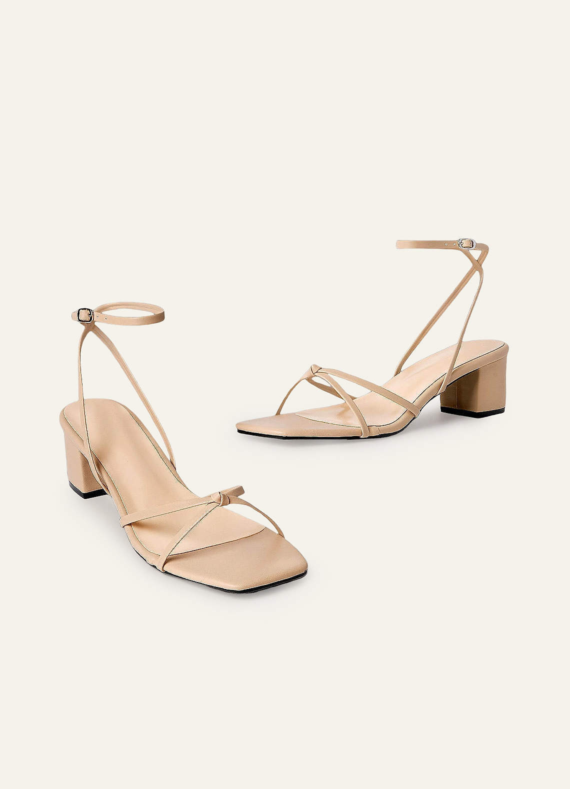 front Ankle Strap Cross Knot Heel Sandals