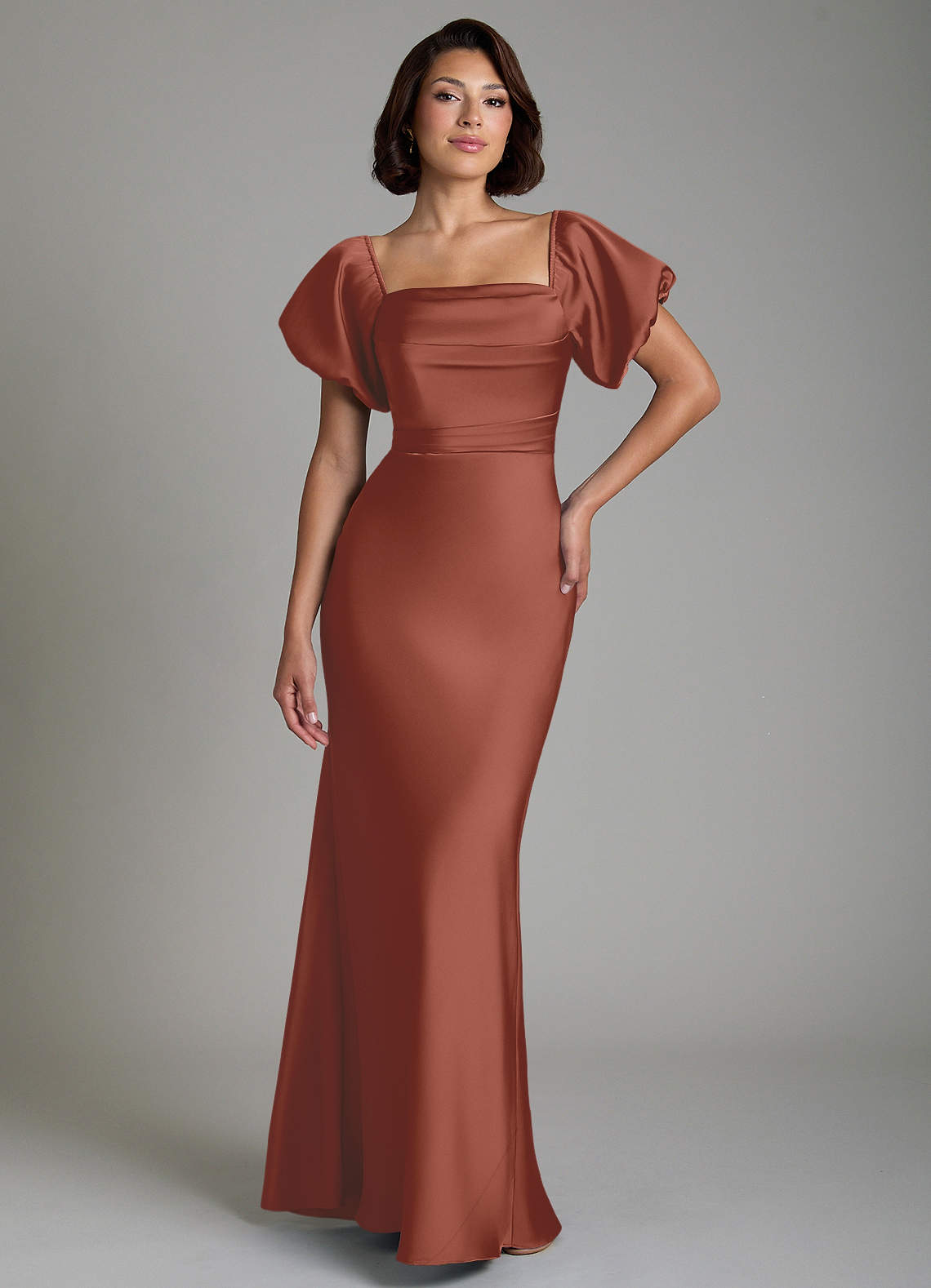 infinity dress auburn brown Azazie Lea Azazie