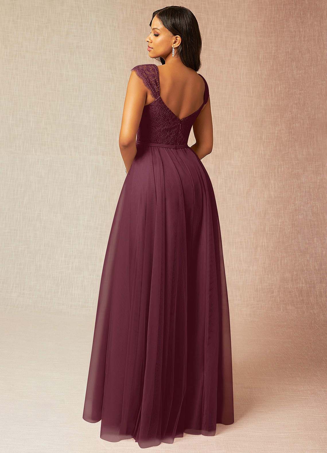 Azazie Luxi Bridesmaid Dresses Cabernet A-Line Pleated Tulle Dress image7