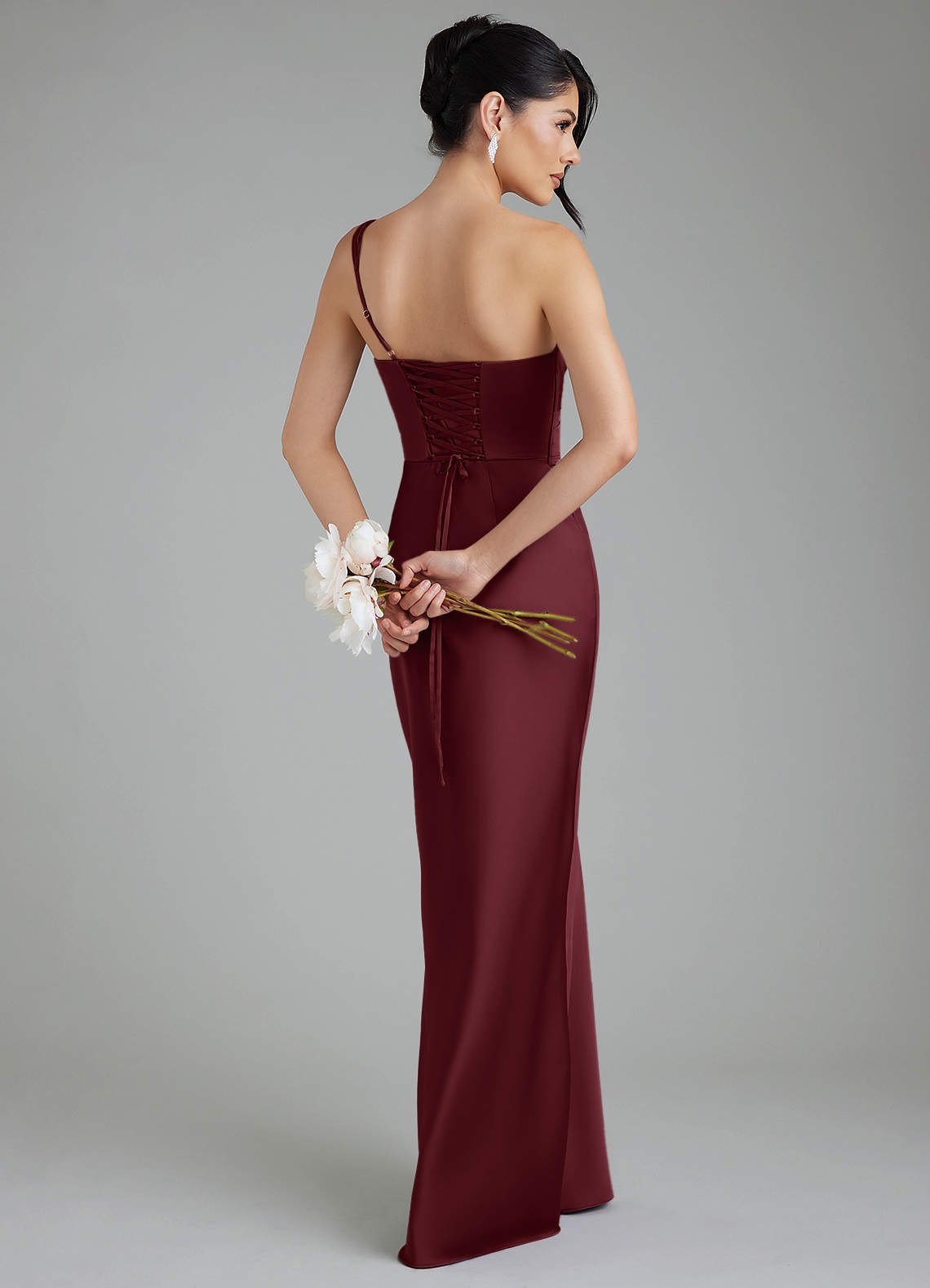 cabernet bridesmaid dress Azazie Kaitlynn Chiffon Dresses Size UK 28 Back Style Burgundy Bridesmaid Cassis Color Bridesmaid