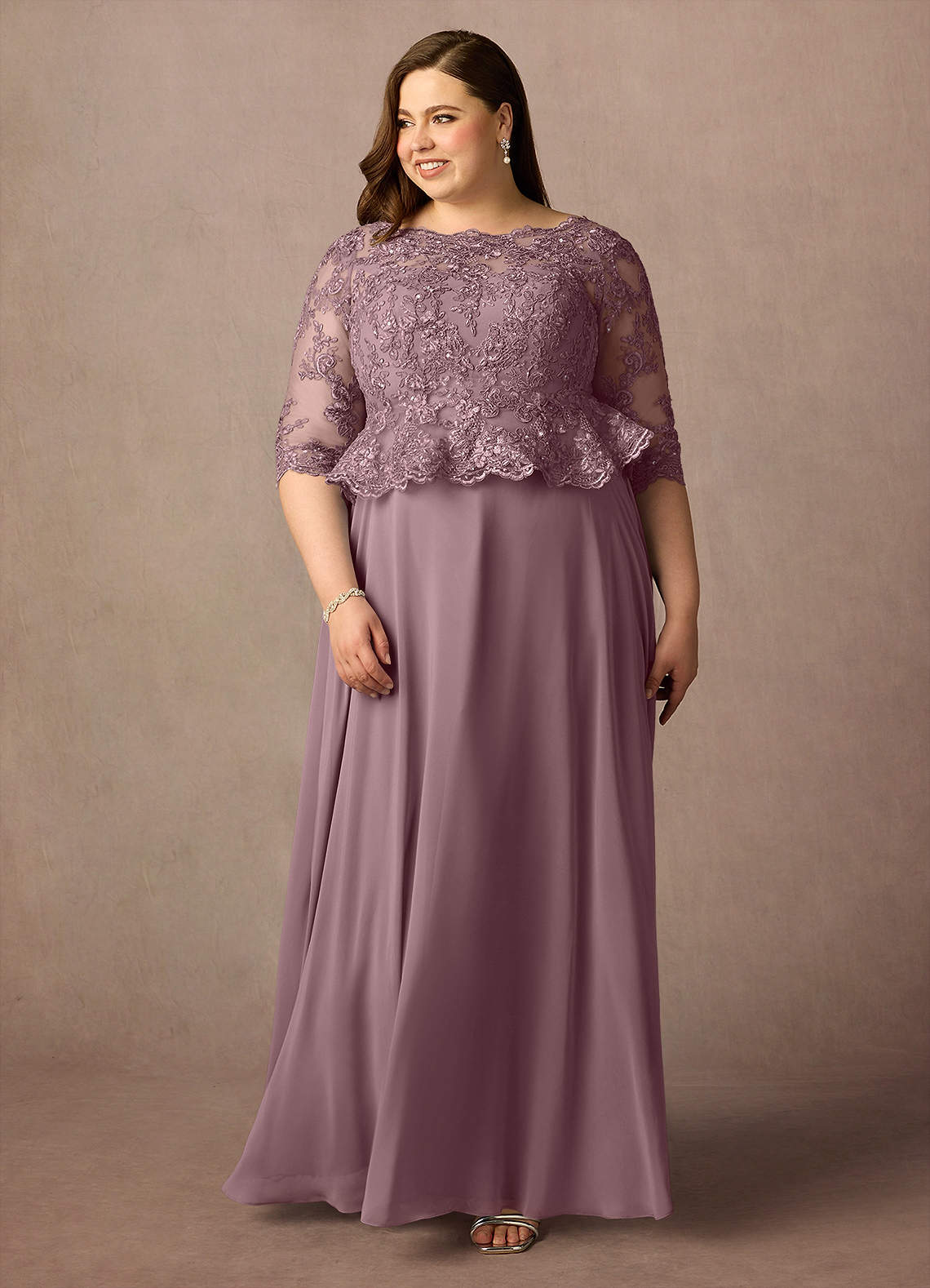 Azazie Averie Mother of the Bride Dresses Dusty Rose A-Line Boatneck Sequins Chiffon Dress image7