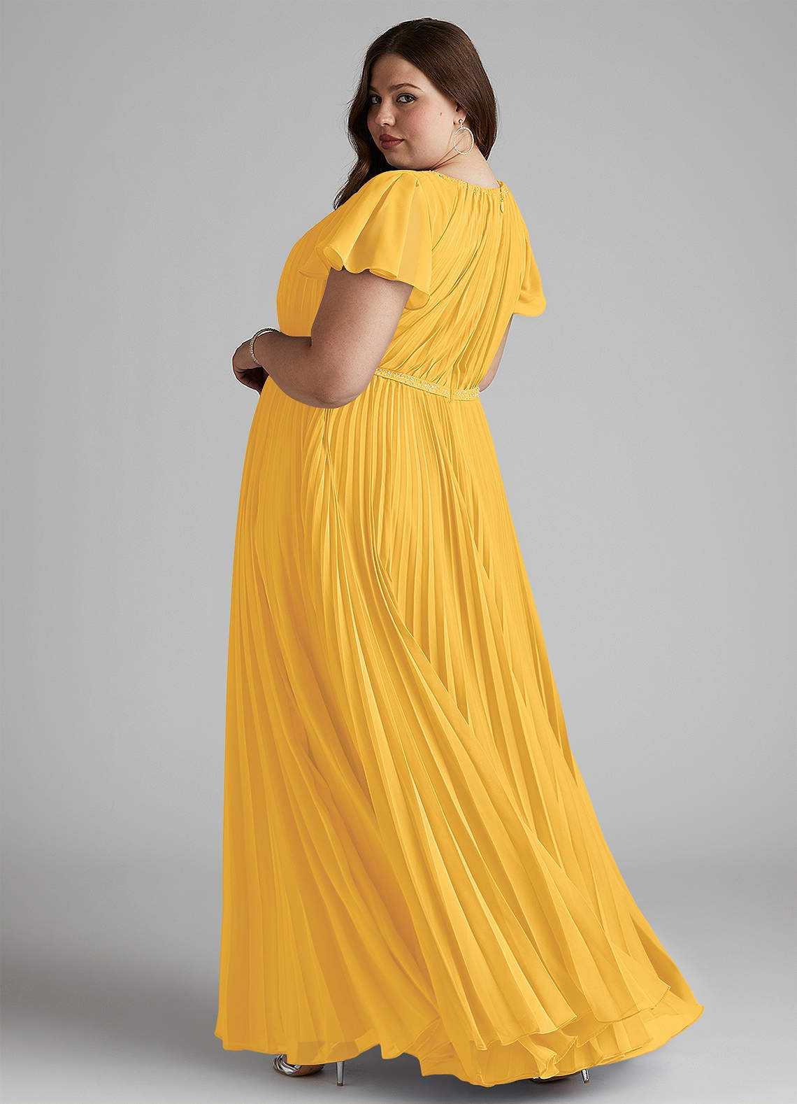 Azazie Kara Modest Bridesmaid Dresses A-Line Pleated Chiffon Floor-Length Dress image10