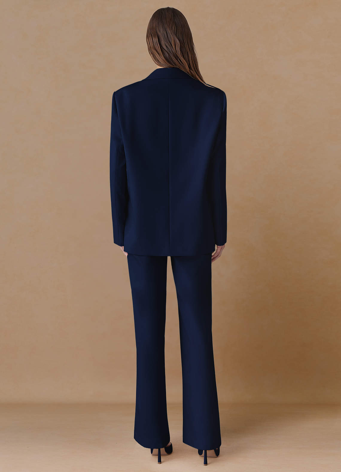 front Marina Blue Refined Weave Straight-Leg Pants