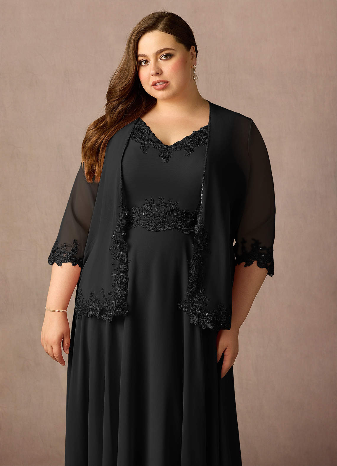 Azazie Devana Mother of the Bride Dresses Black A-Line Sequins Chiffon Dress image13