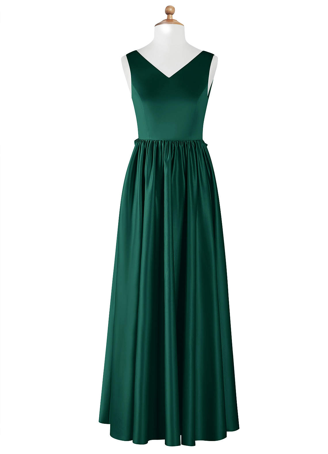 Azazie Hathaway Junior Emerald A-Line Bow Stretch Satin Dress image5