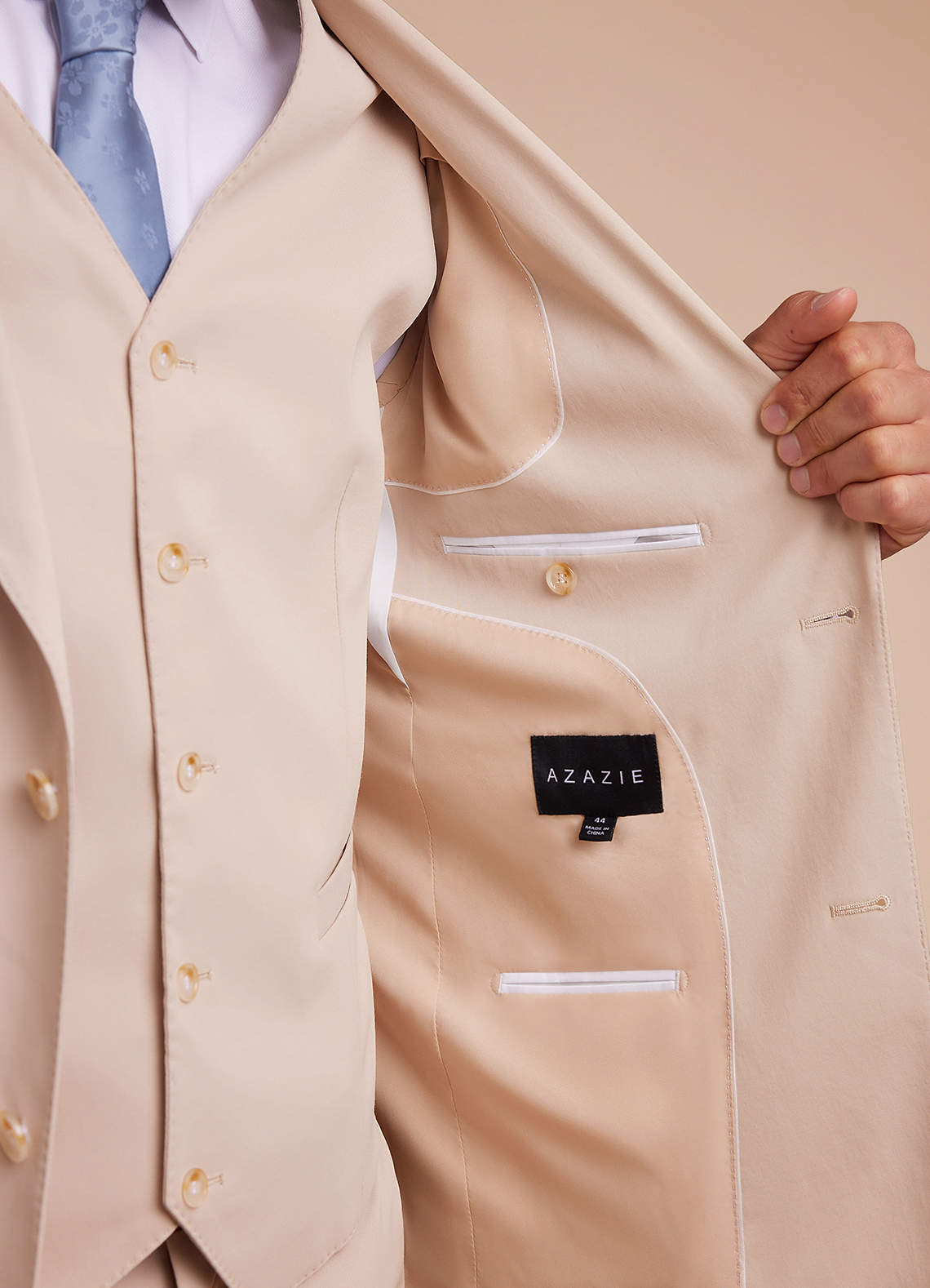 front Carter Tan Cotton Linen Blend Suit Jacket