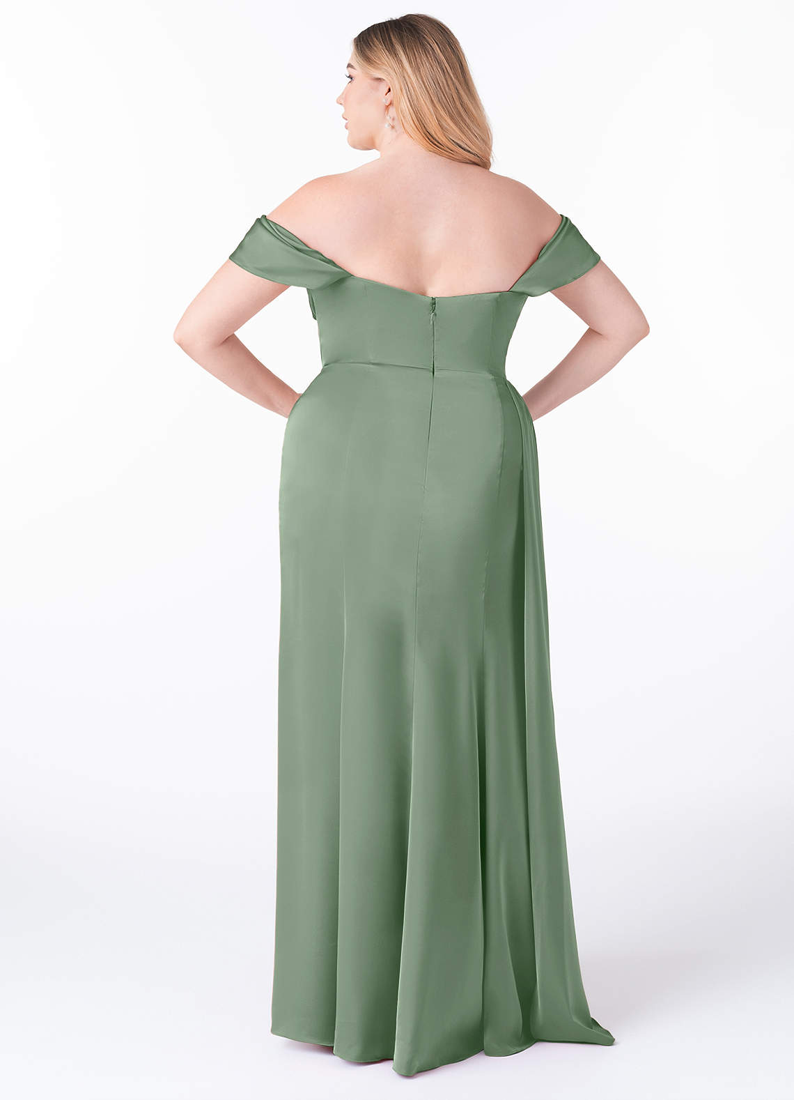 Azazie Amyra Bridesmaid Dresses Matcha Mermaid Off the Shoulder Stretch Satin Convertible Dress image10