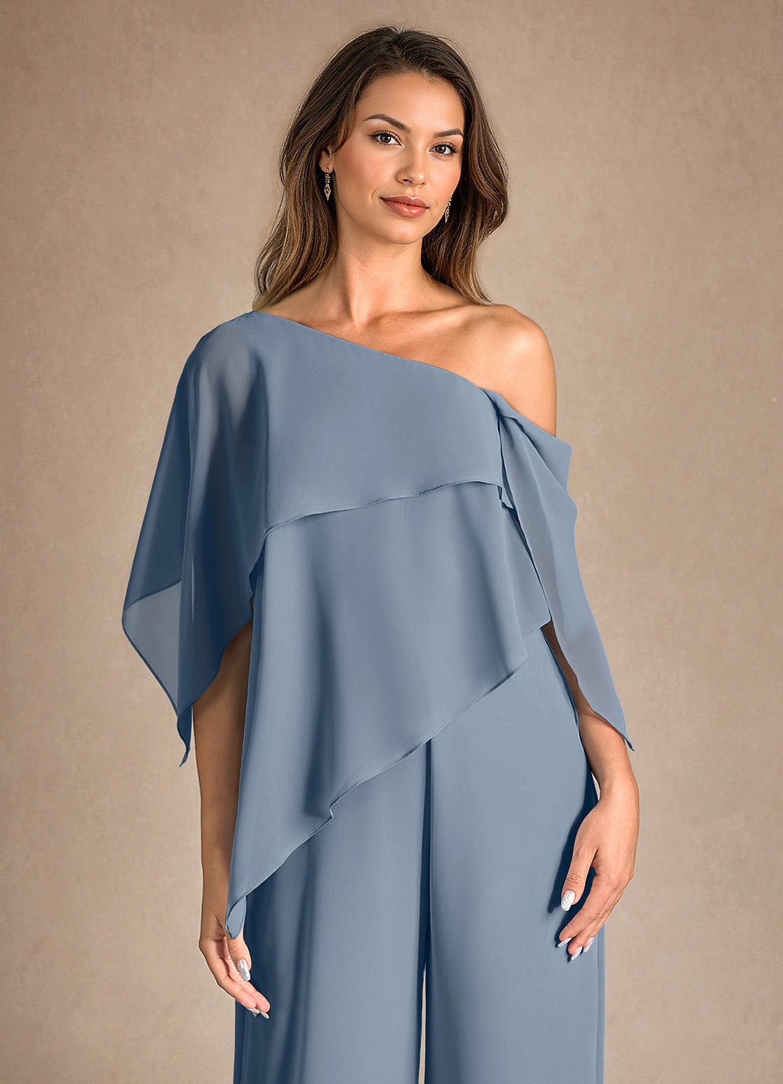 Azazie Halima Abiti per la Madre della Sposa Abito Tuta Pantaloni in Chiffon Spacco Laterale Crepuscolo image7