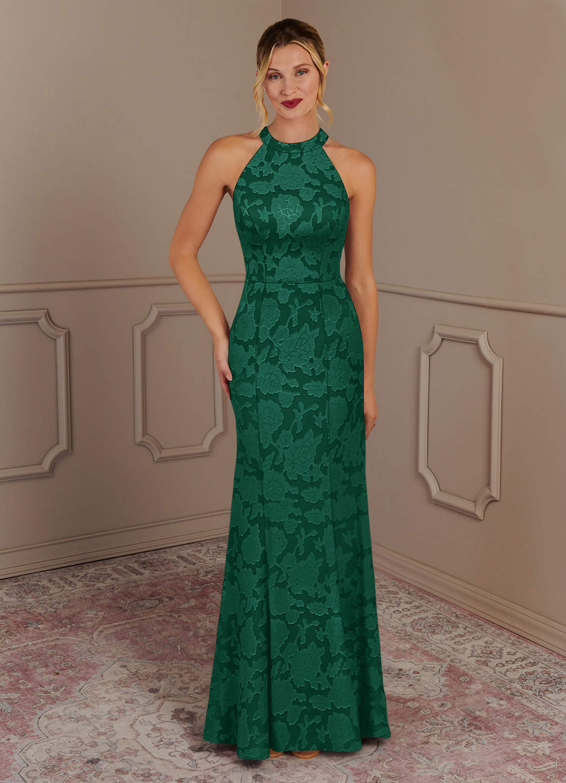 Azazie Tyra Emerald Mermaid Floral Burnout Dress | Azazie