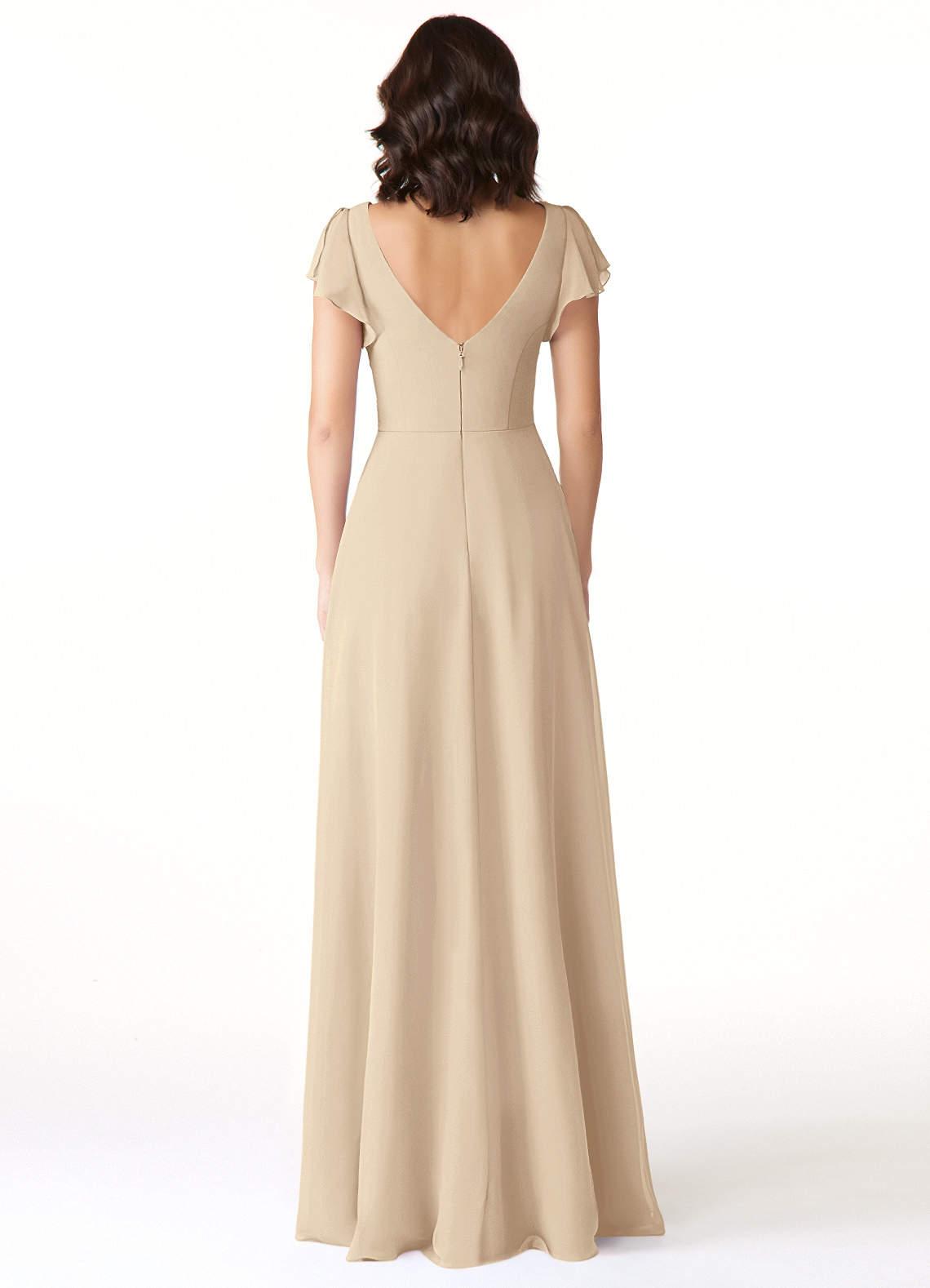 Azazie Omari Vestidos de madrinha de casamento Vestido Champanhe de Chiffon de Linha A image1