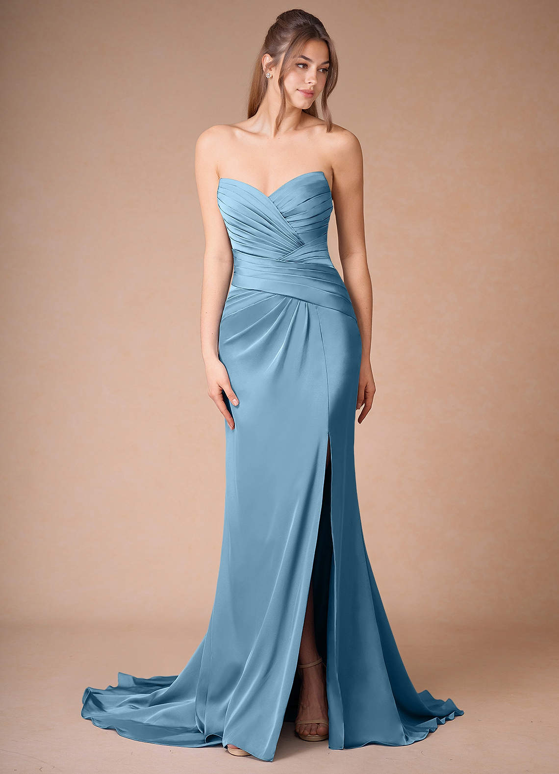 green emerald velvet dress Anderson Maxi Dress, in Steel Blue Luxe Satin, Size: 2XL | Show Me Your Mumu main image 0
