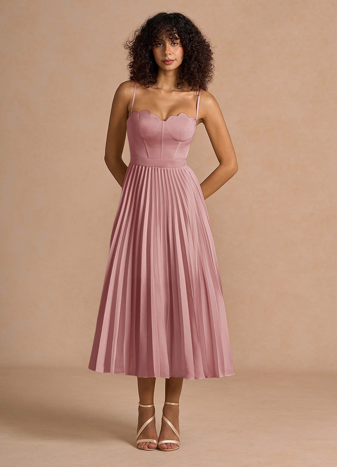 Amlie Light Pink Midi Dress Ready to Ship | Azazie