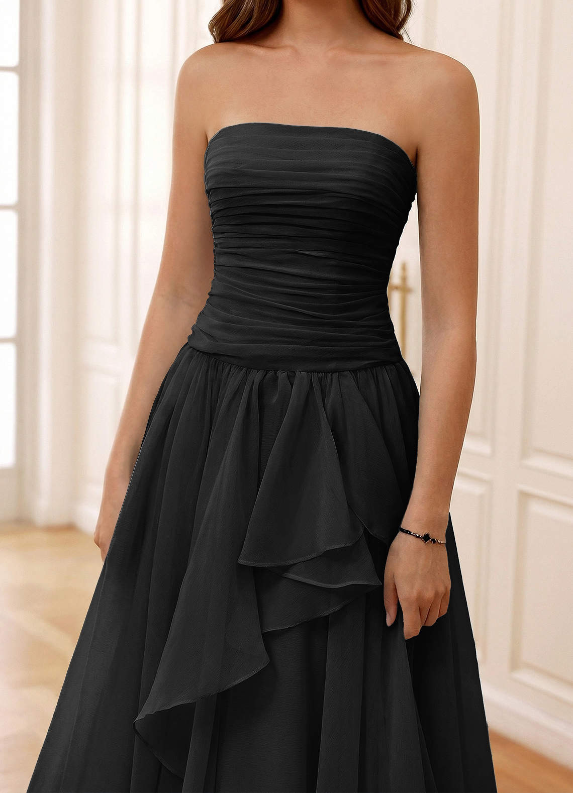 Ocavivien Black Tulle Prom Dress
