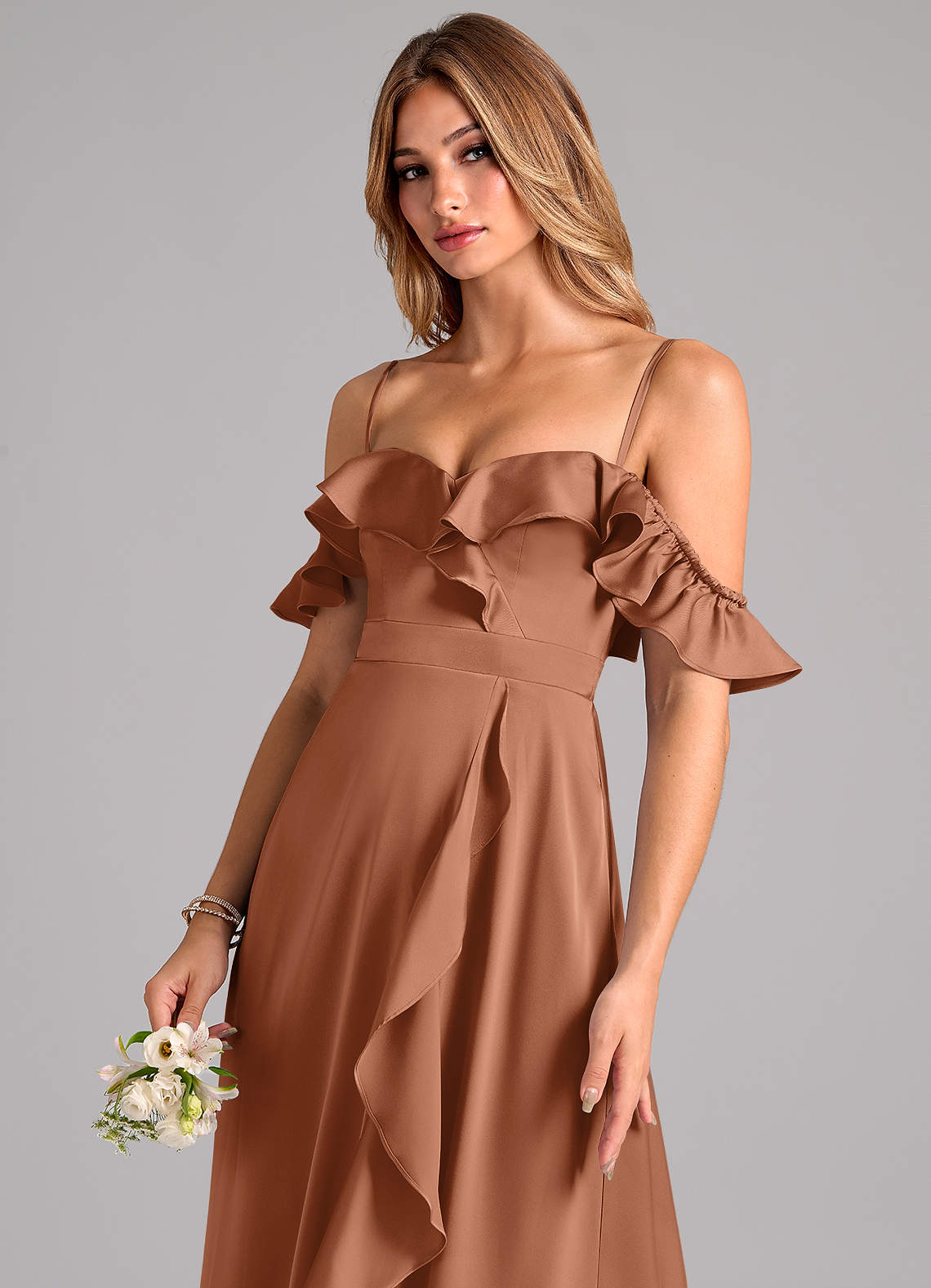 Azazie Lyra Bronzer Stretch Satin Bridesmaid Dresses