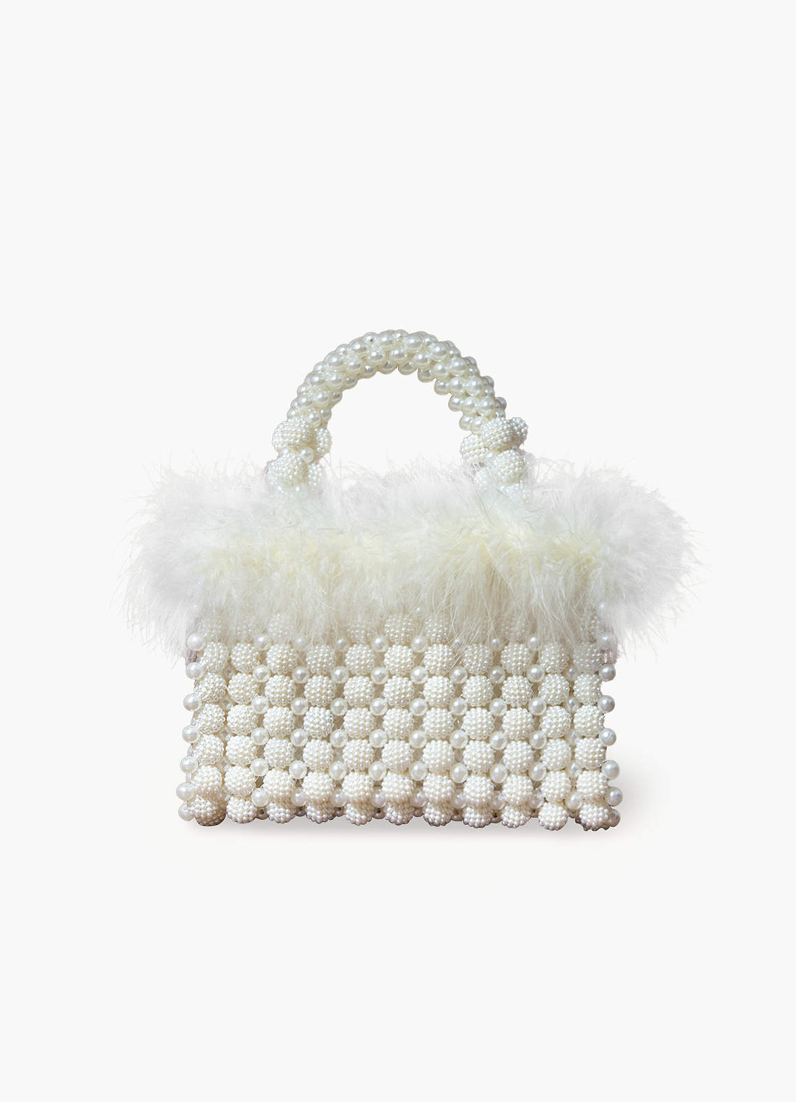 front Bolso de perlas de plumas
