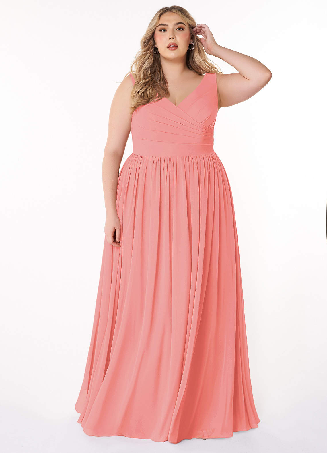 Azazie Keyla Coral Chiffon Bridesmaid Dresses | Azazie