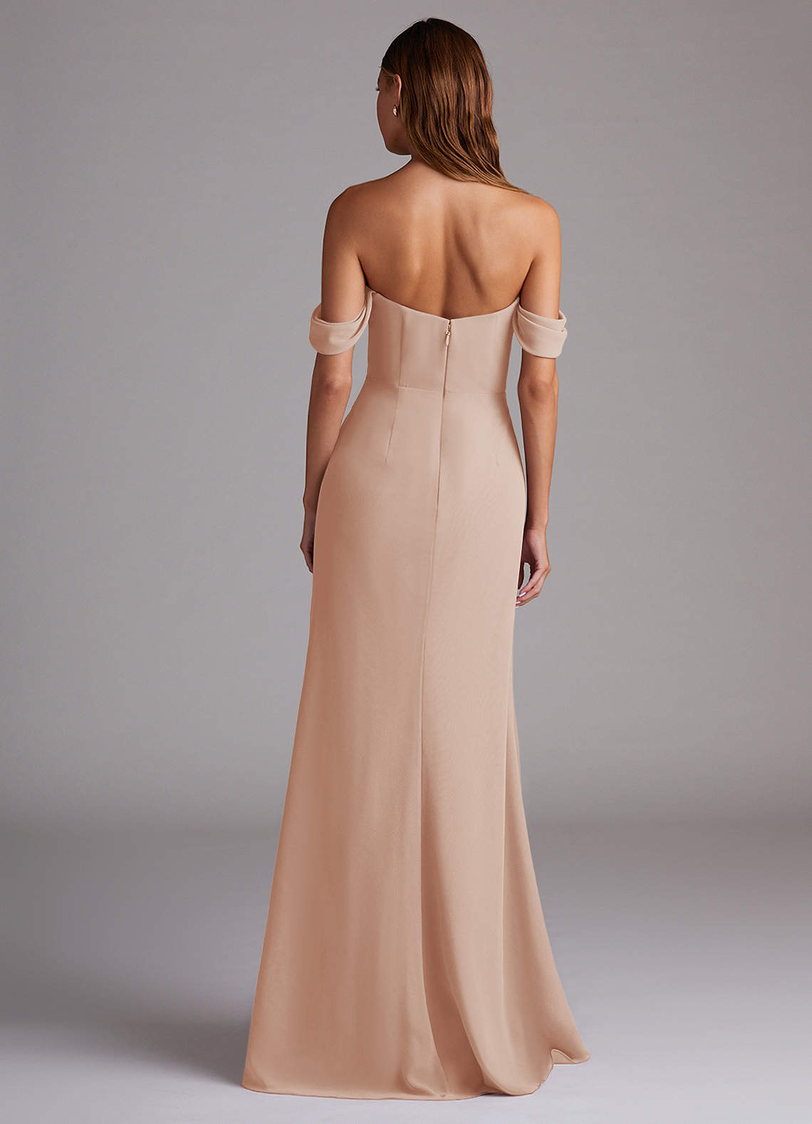 Azazie Saige Bridesmaid Dresses English Rose A-Line Off the Shoulder Chiffon Convertible Dress image6