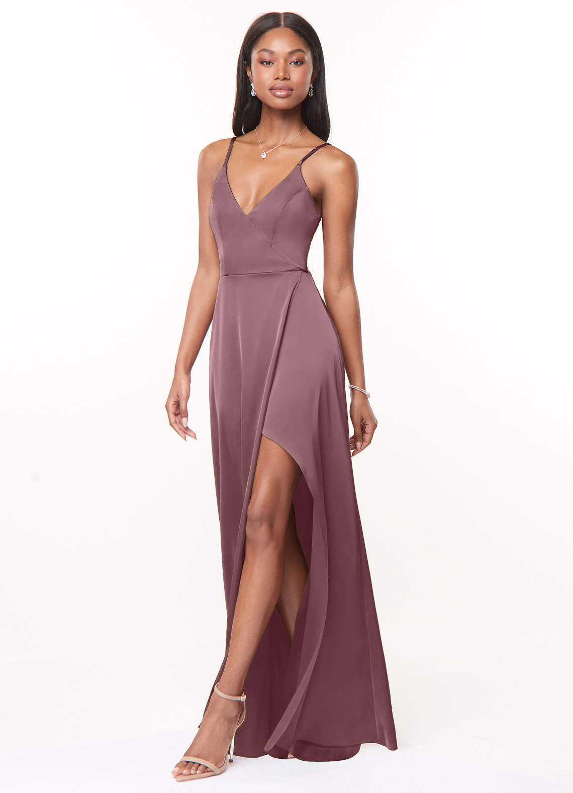 Azazie Maksim Amethyst Stretch Satin Bridesmaid Dresses | Azazie