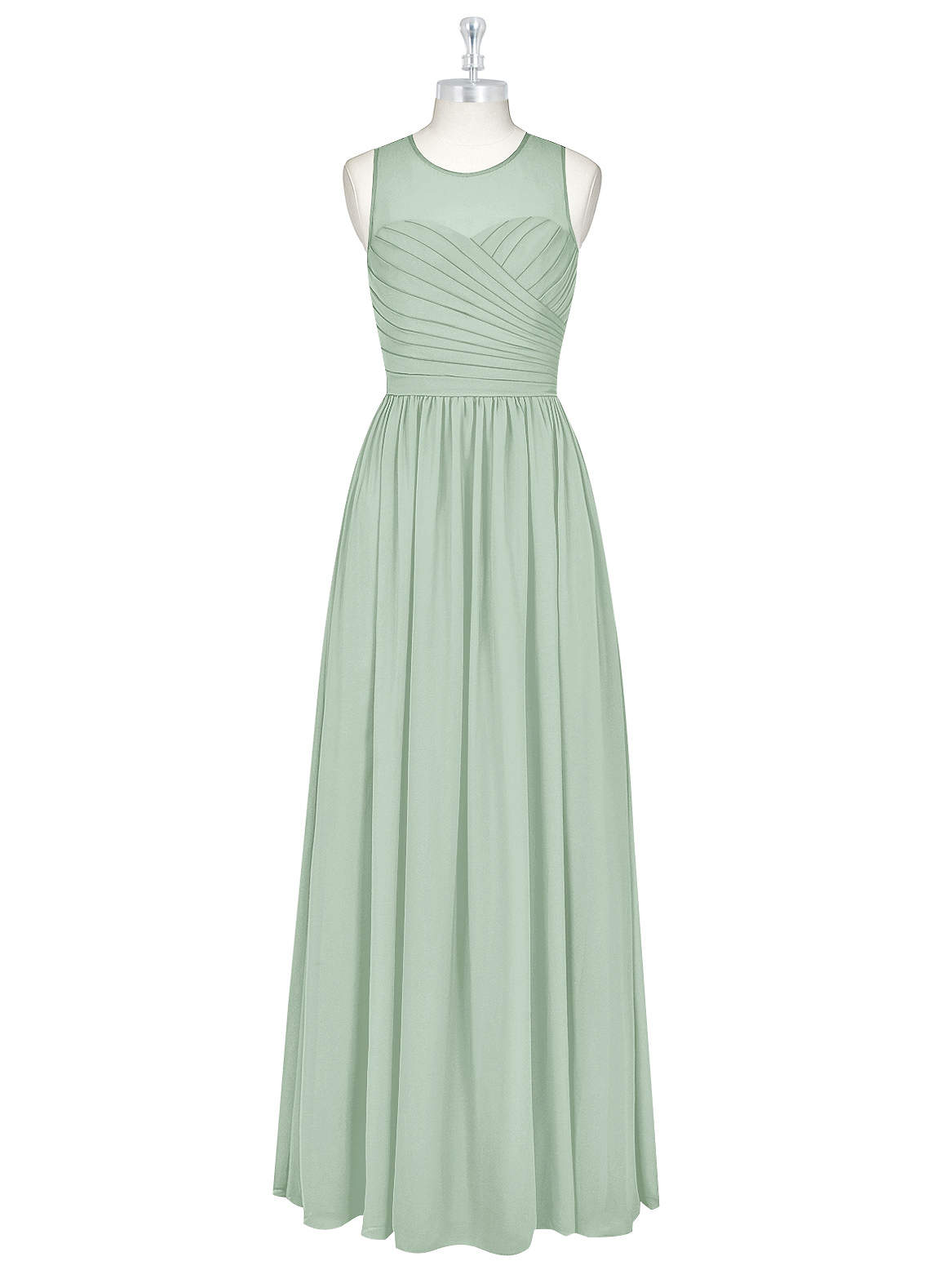 Azazie Nina Robes de demoiselle d'honneur Robe Trapèze en Mousseline de soie Plissée Agave image5