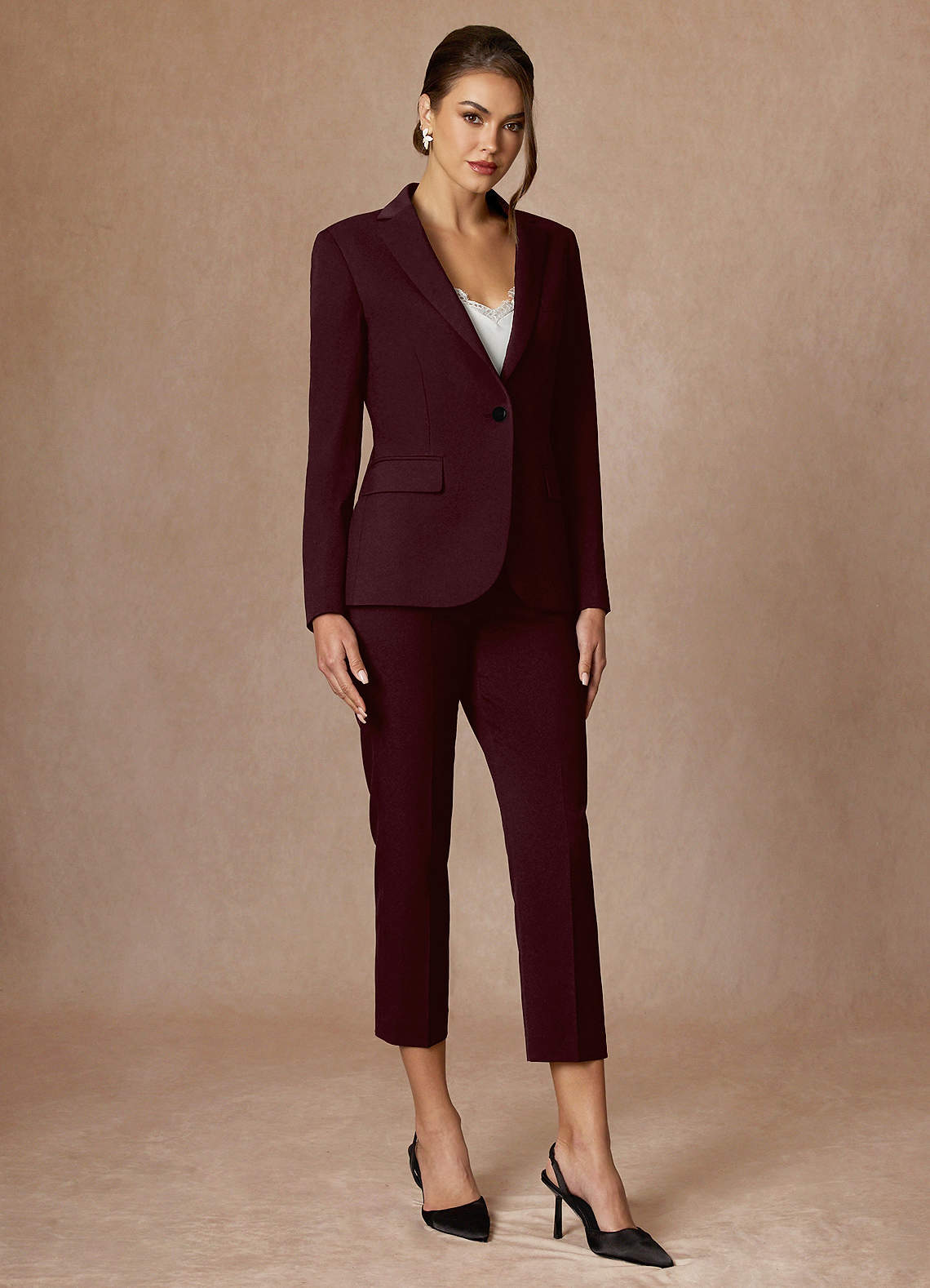 front Kennedy Cabernet Structured Stretch Dress Pants