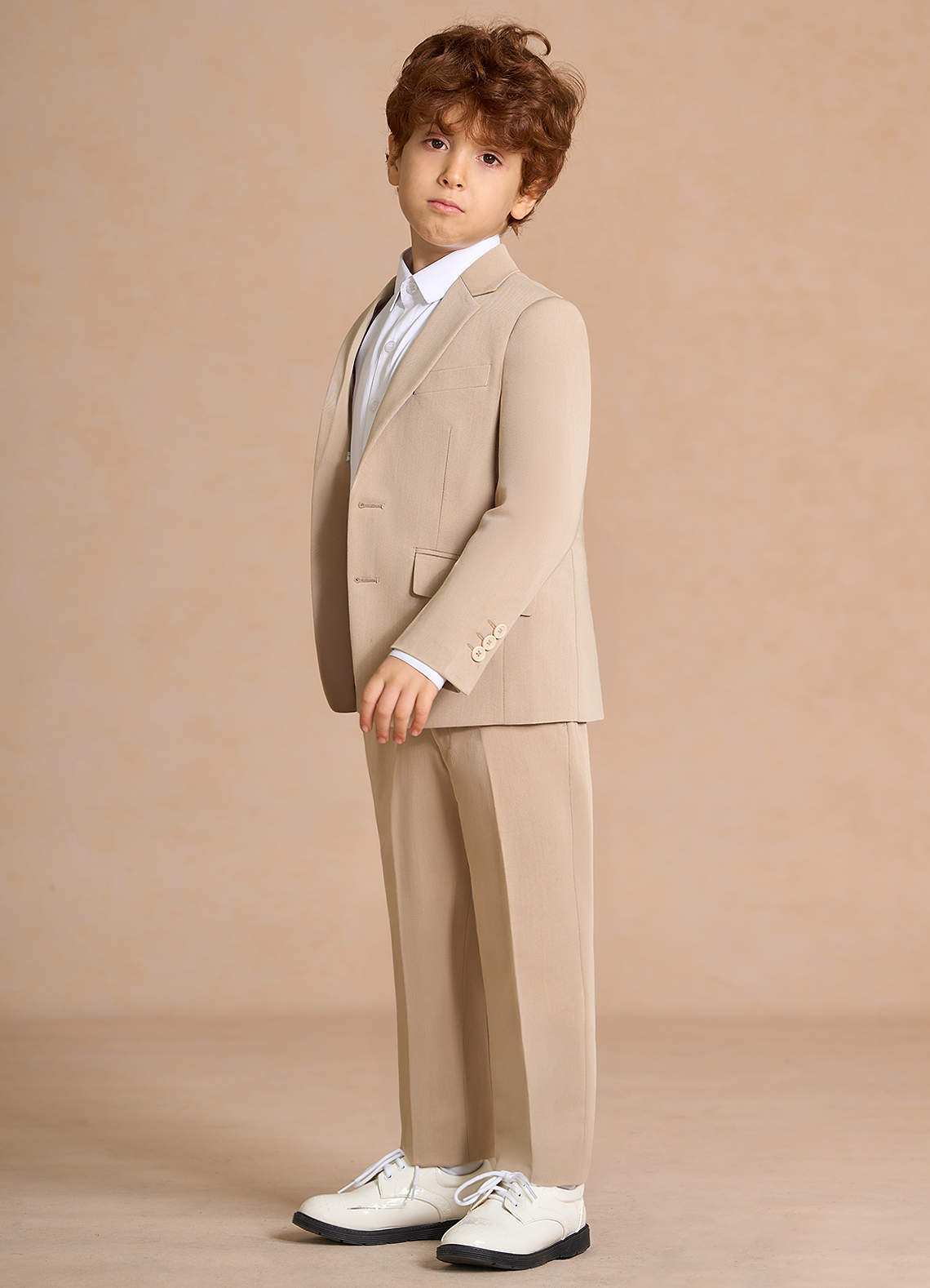 front Oliver Boys Tan 2-Piece Suit