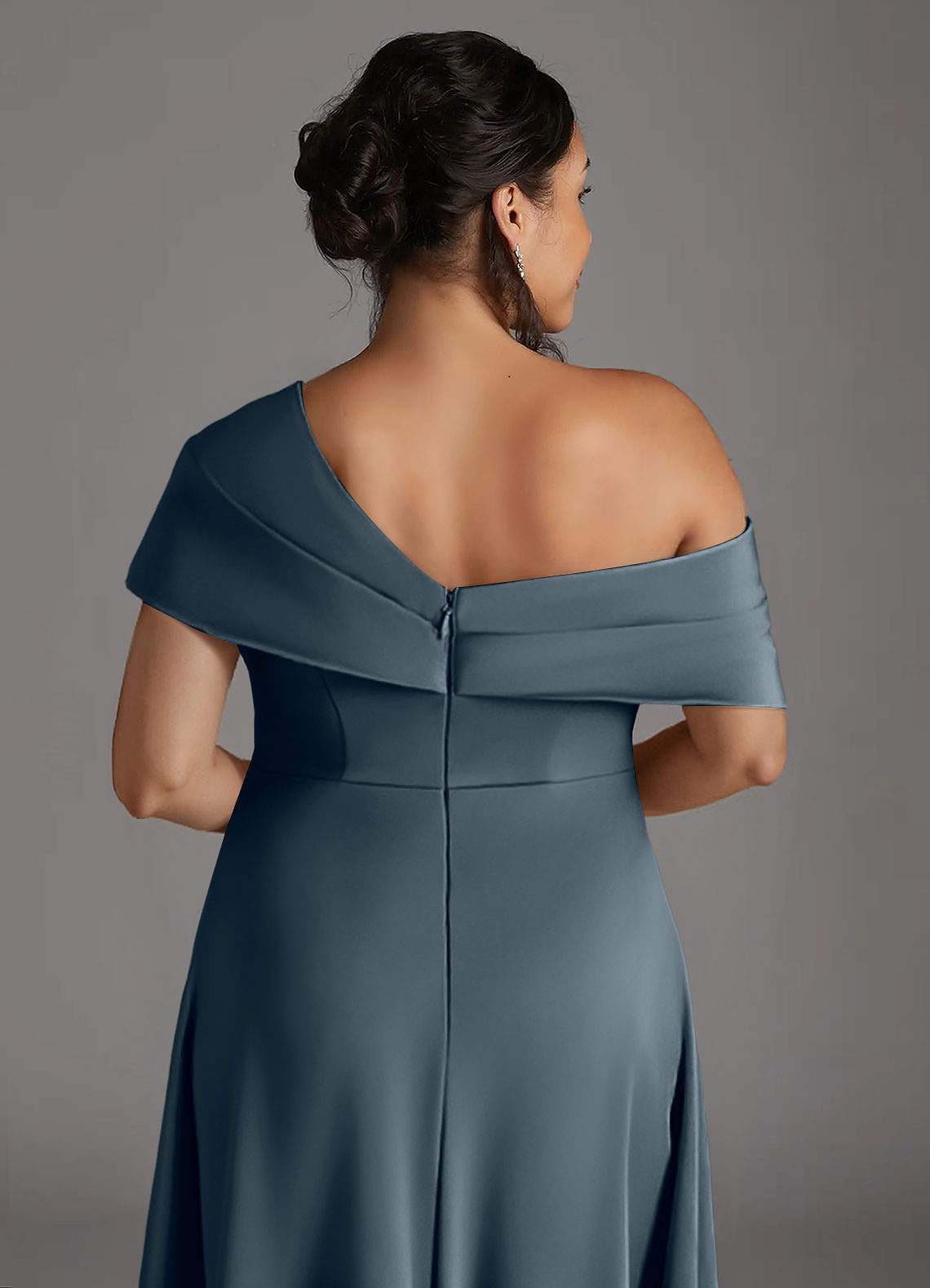 Azazie Milton Mother of the Bride Dresses Twilight A-Line Pleated Stretch Satin Dress image9