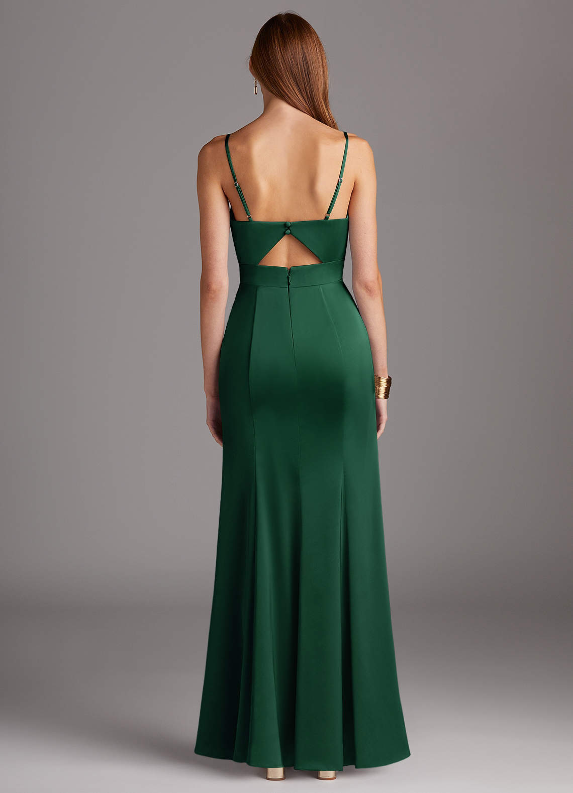 Azazie Shania Ready to Ship Dark Green Stretch Satin Bridesmaid Dresses |  Azazie DE