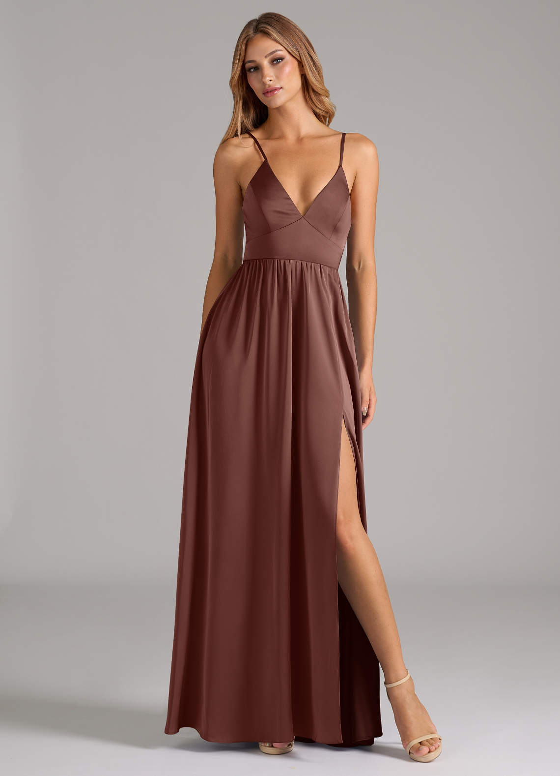 Azazie Aaida Essayer des robes à la maison Robe Trapèze en Satin extensible Corset émeraude image4