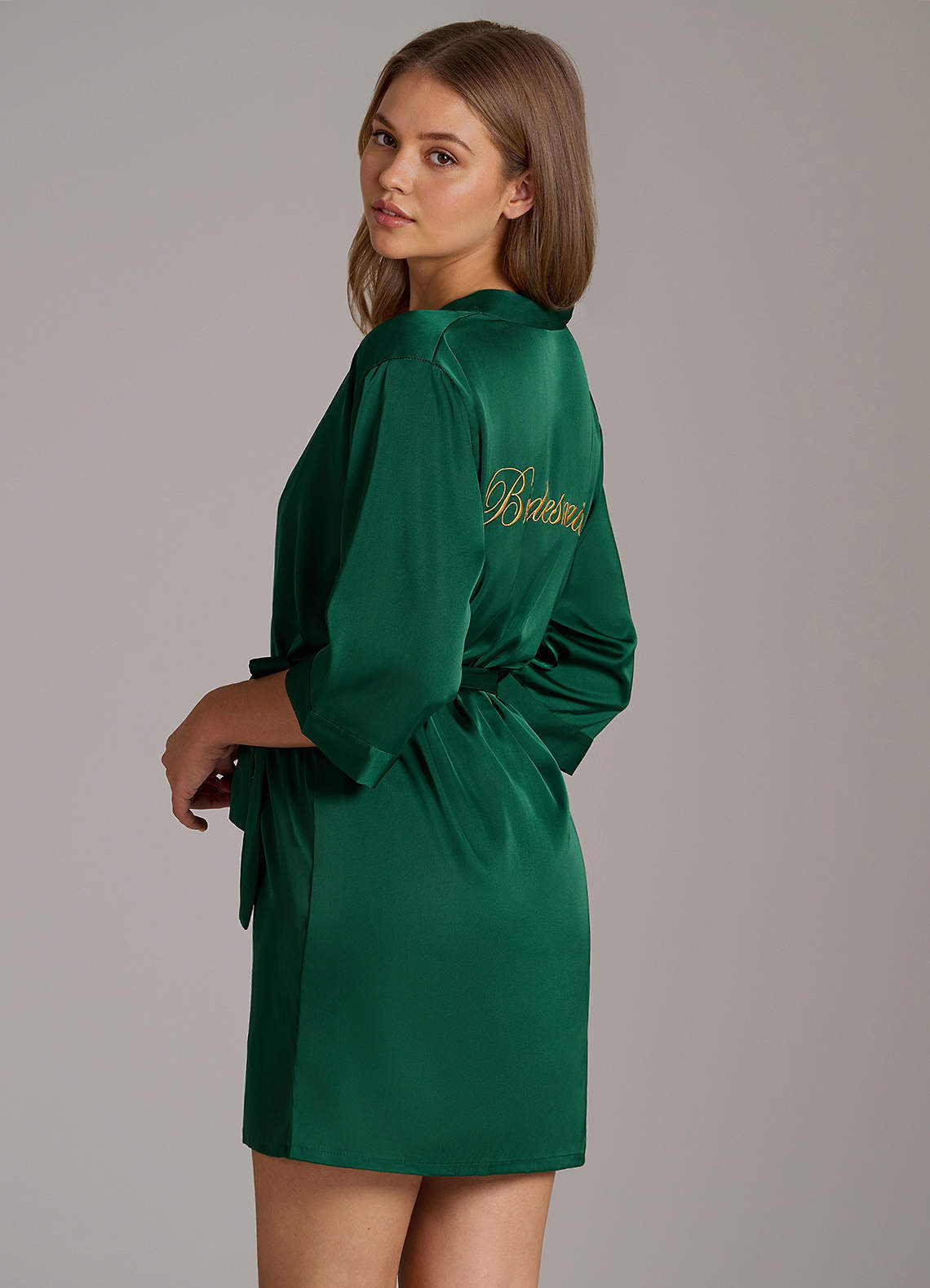 front Bridal & Bridesmaid Satin Embroidered Robe