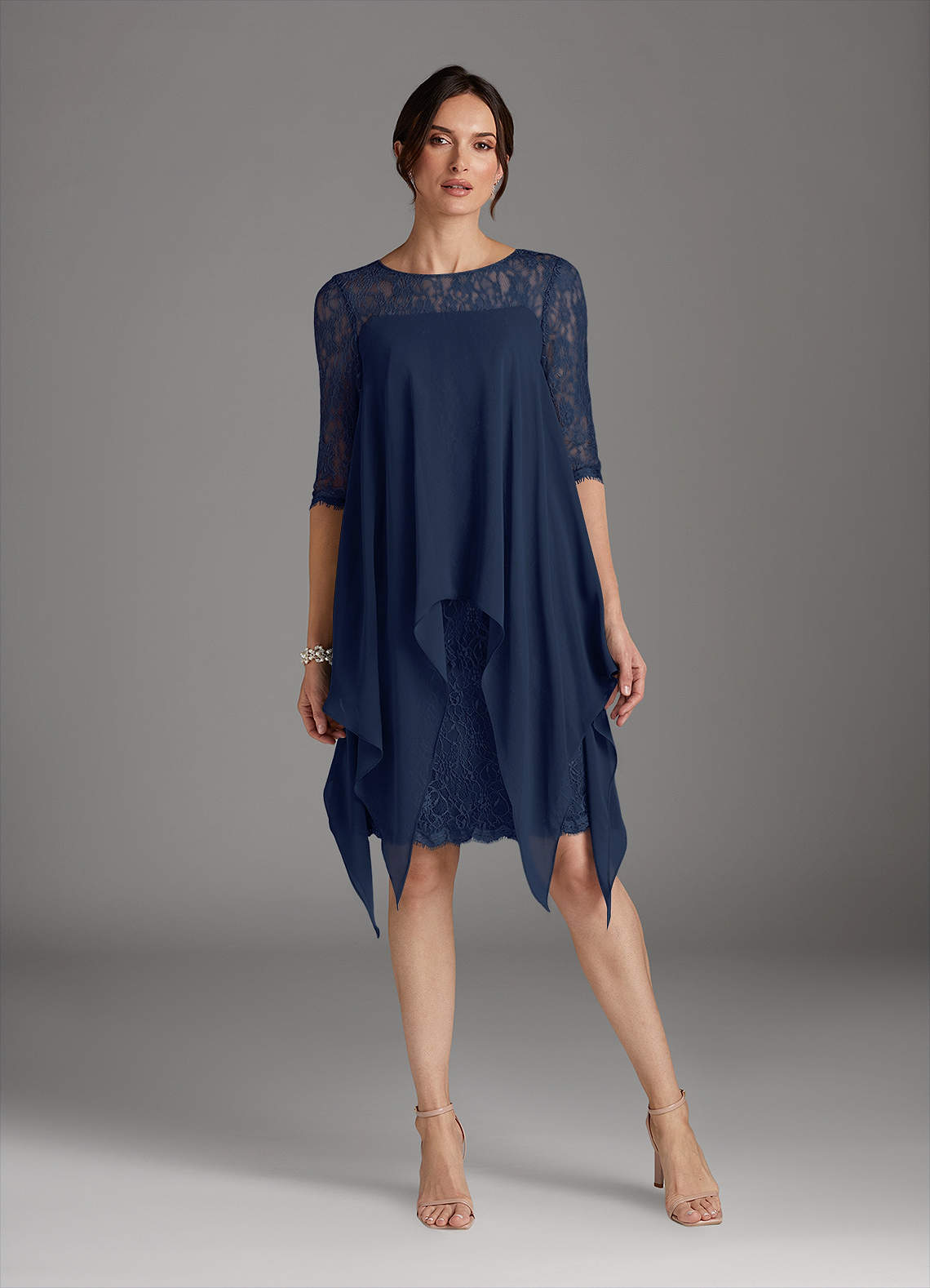 knee length dresses for ladies Floral Lace High Low Hem Dress – Cutie London main image 0