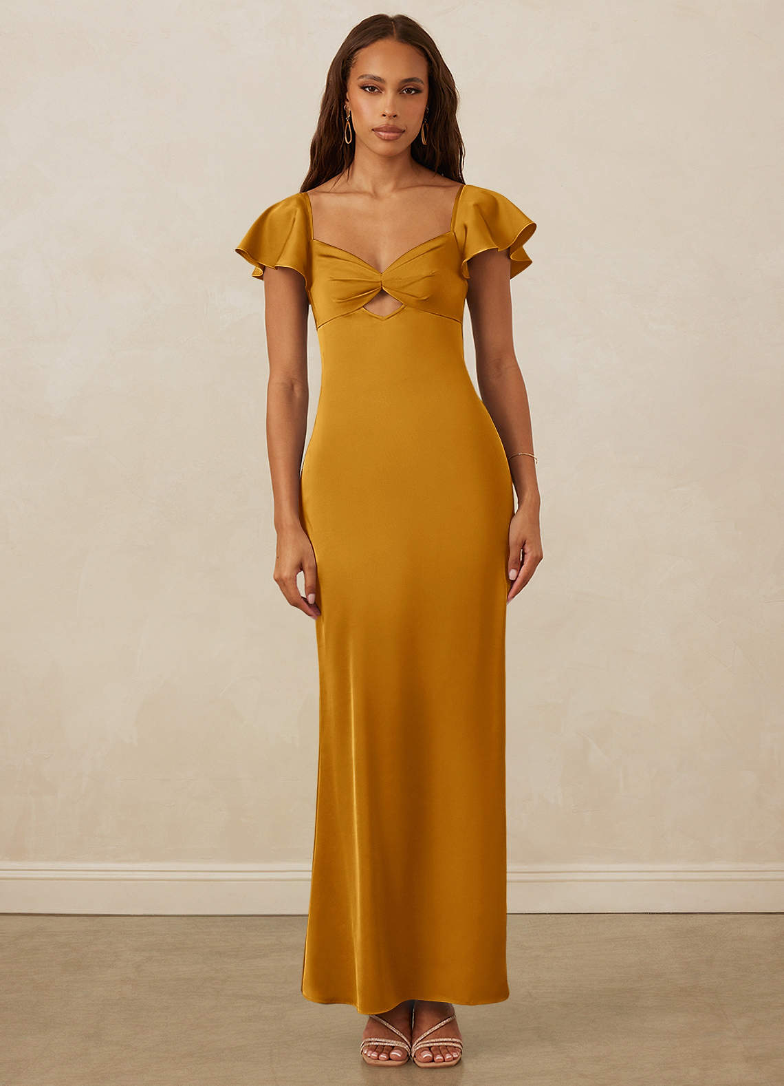 Christian Siriano Bridal for Azazie 1005 Brautjungfernkleider Etui Herzausschnitt Stretch-Satin Kleid Butterscotch image1