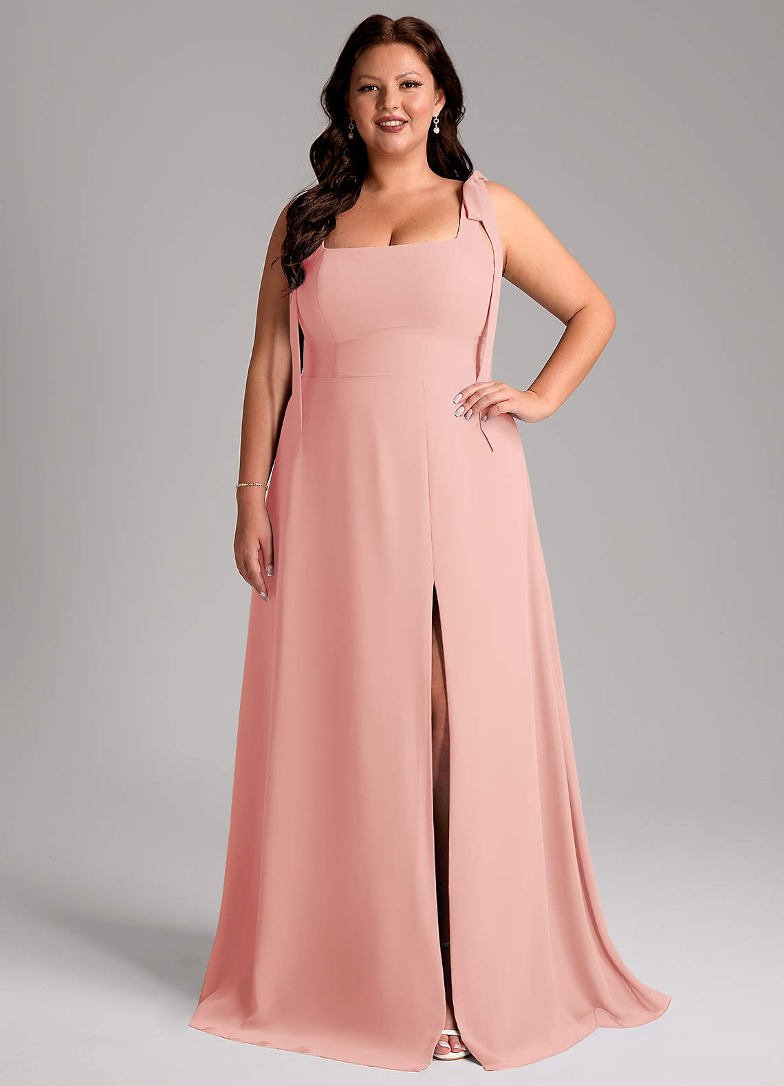 Azazie Debra Abiti da Damigella Abito Convertibile A-Line in Chiffon Con Tasche Rosetta image1