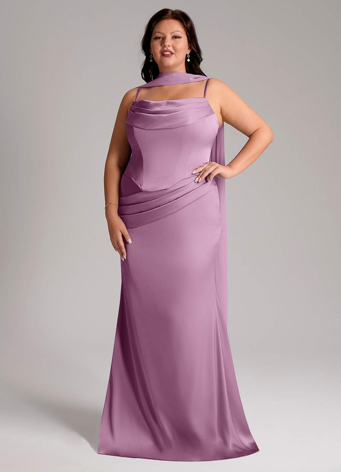 Azazie Sorrel Bridesmaid Dresses Wisteria Mermaid Strapless Stretch Satin Convertible Dress image1