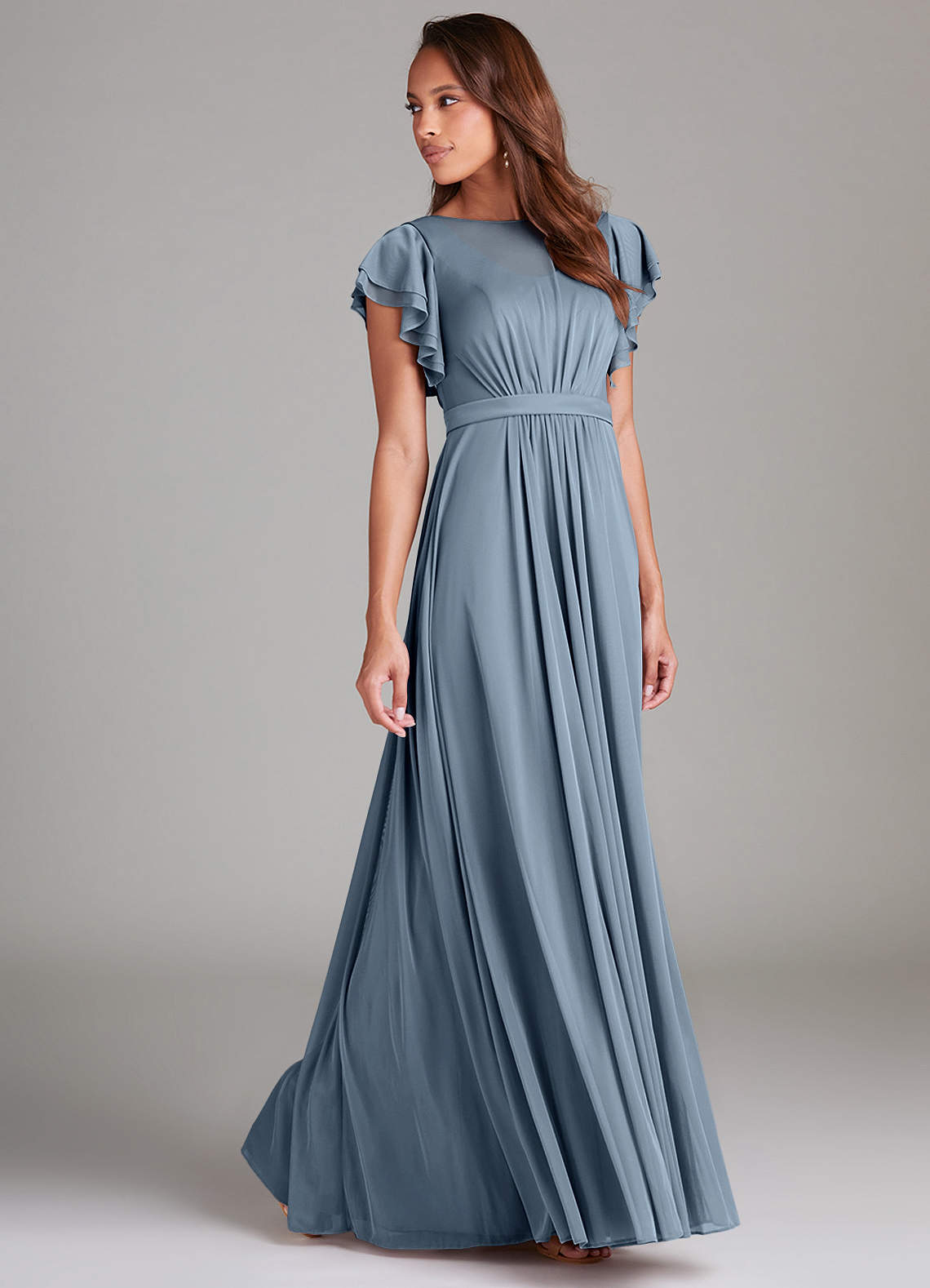 modest dusty blue dress Dusty Blue Modest Bridesmaid Dress