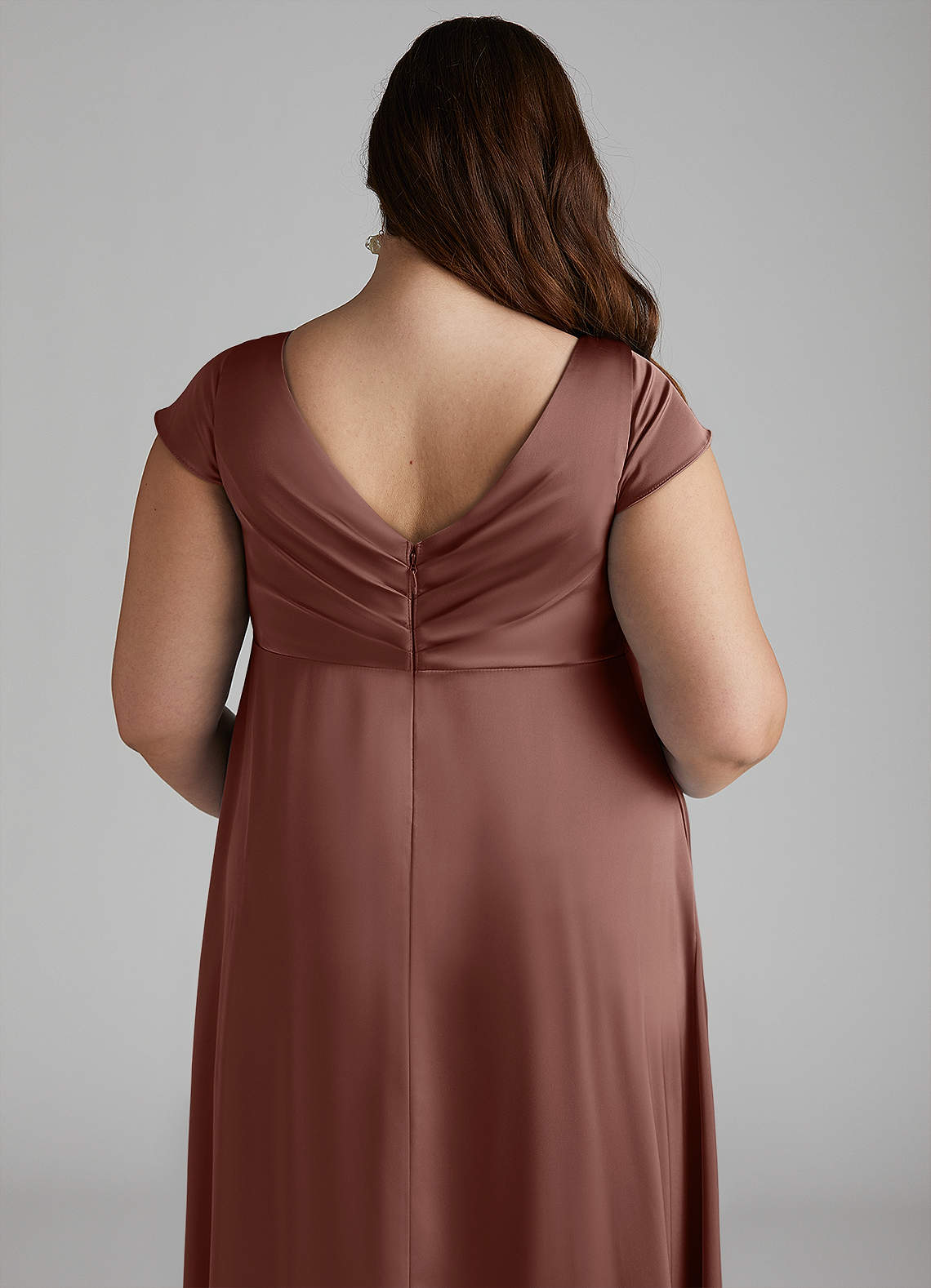 Azazie Allessia vestidos de dama de honor de maternidad Vestido de Corte En A Plisado Hasta el suelo Satén Elástico image11