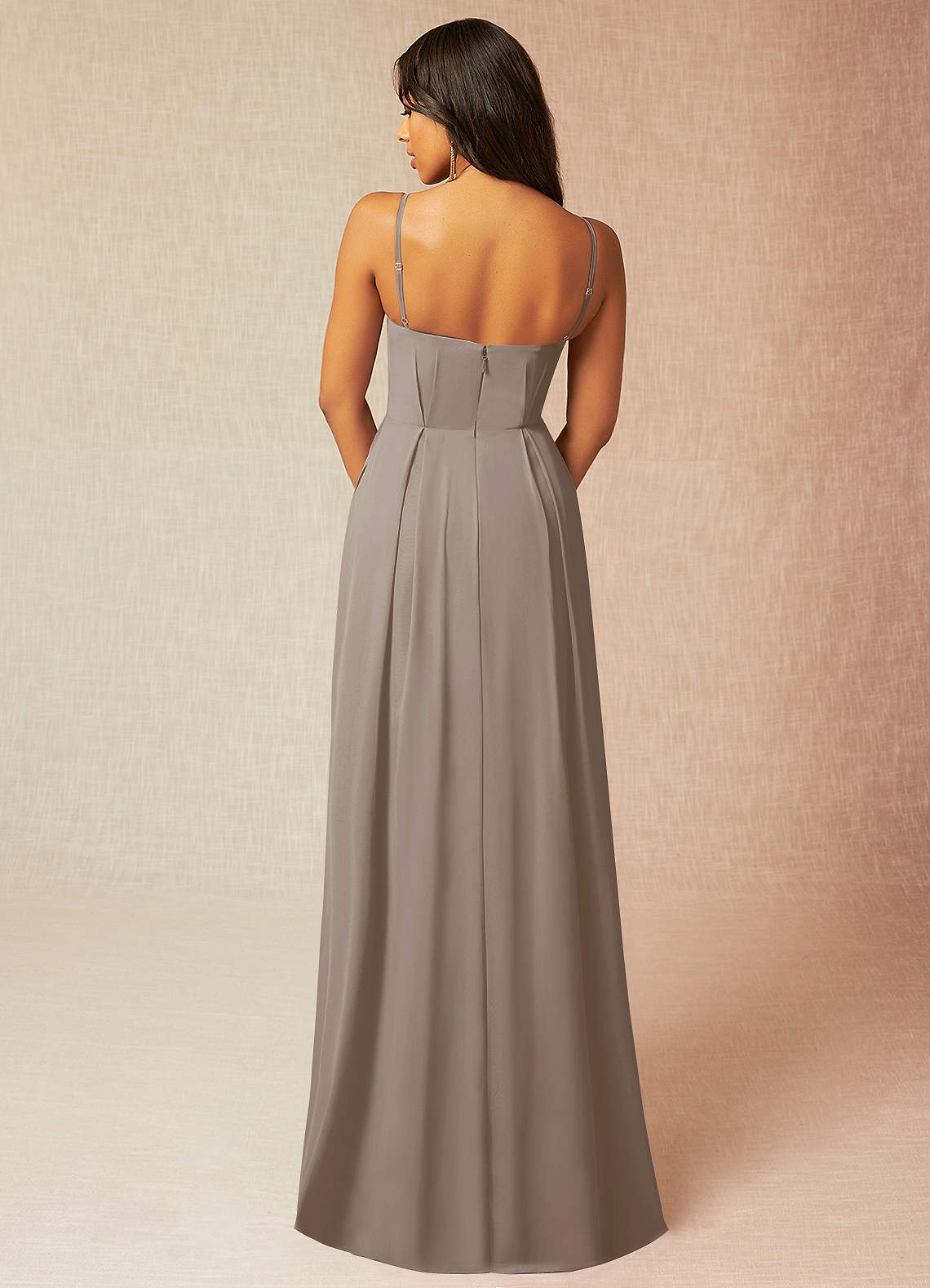 Azazie Kyedae Bridesmaid Dresses A-Line V-Neck Pleated Chiffon Floor-Length Dress image1