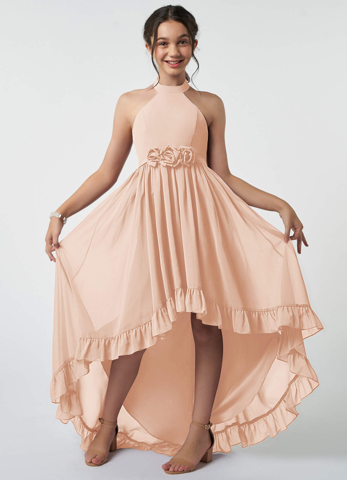 Azazie Hermione Junior Bridesmaid Dress in English Rose | Azazie