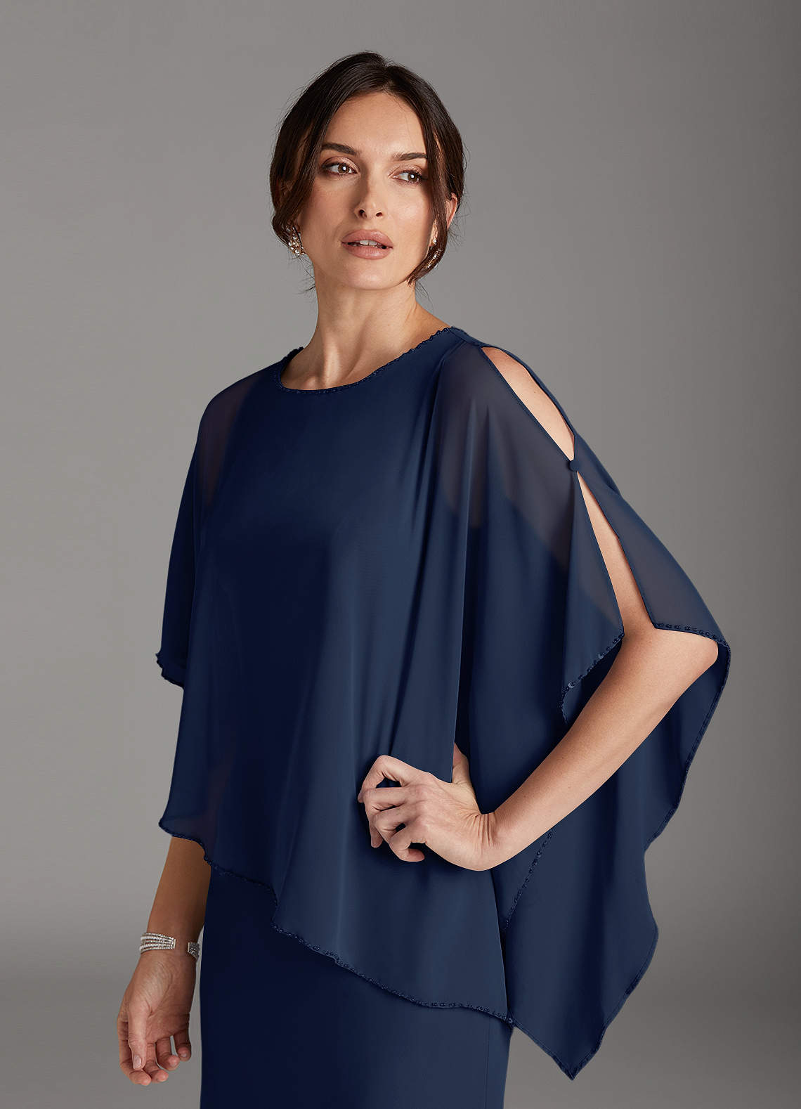 Azazie Sparrow Mère de la mariée Robes Robe Fourreau en Mousseline de soie Paillettes Bleu Marine Foncé image5