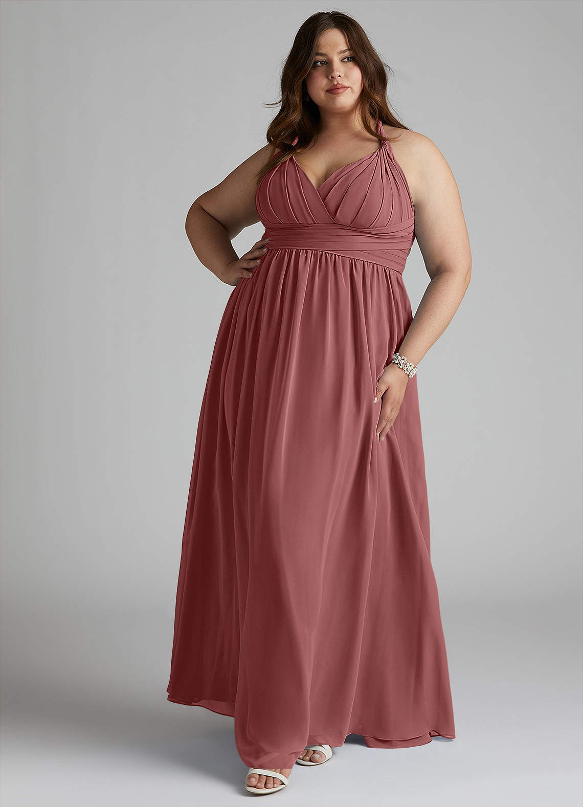 Azazie Ashia Final Sale Amethyst A-Line Pleated Chiffon Dress image1