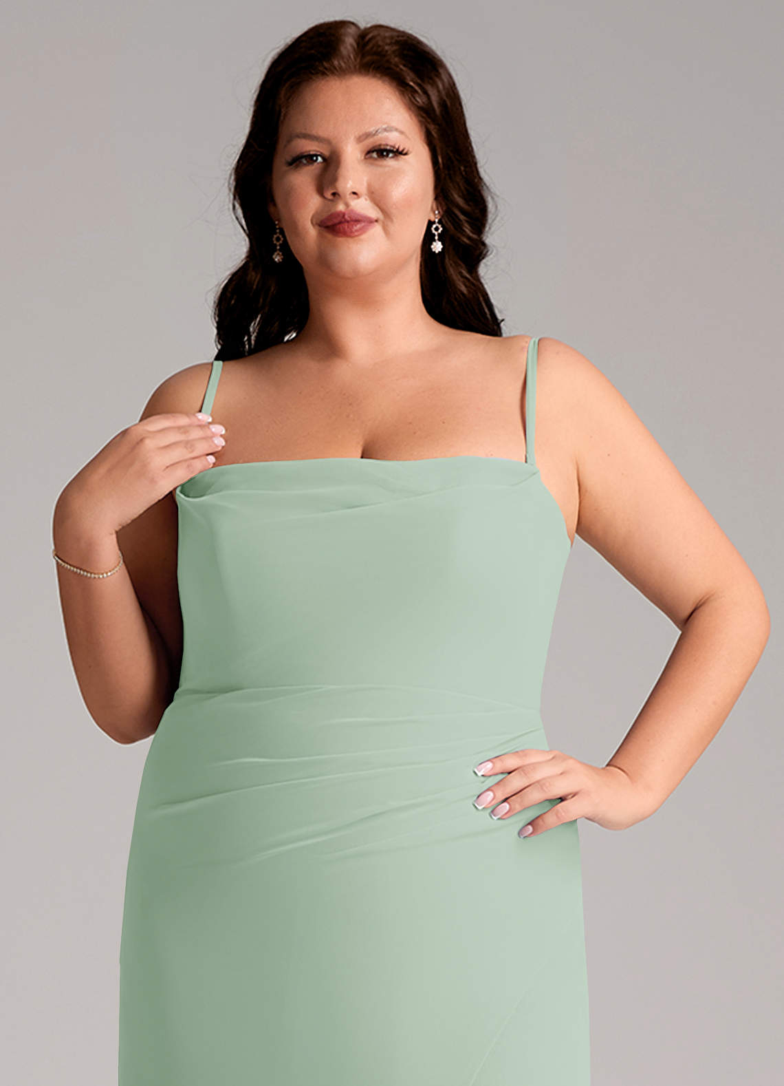 Azazie Leonis Bridesmaid Dresses Agave Sheath Strapless Chiffon Convertible Dress image14