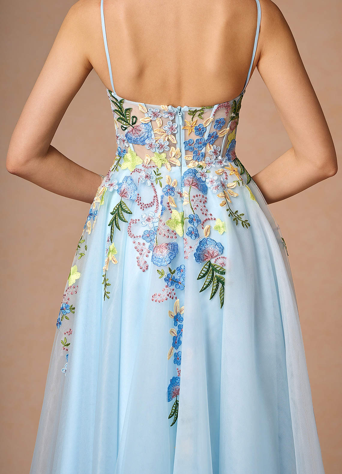 Iverine Sky Blue Multi Midi Dress | Azazie