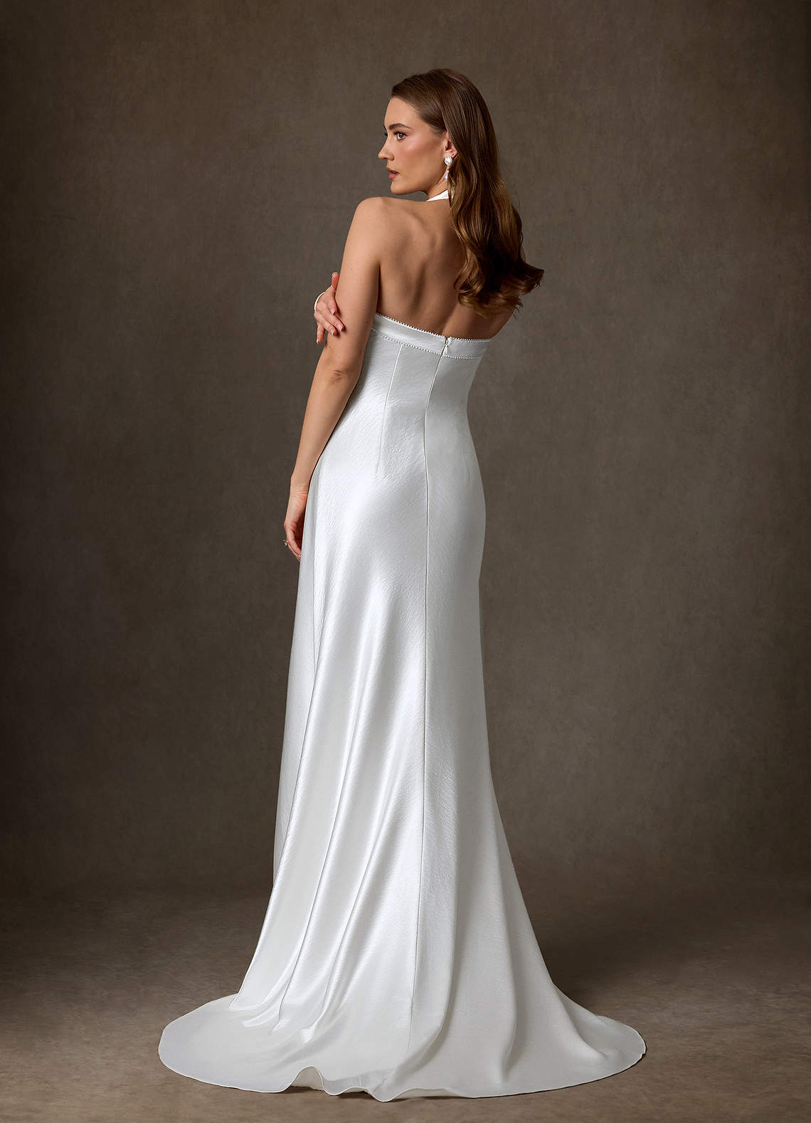 Azazie Marielle Wedding Dresses Diamond White A-Line Charmeuse Dress image2
