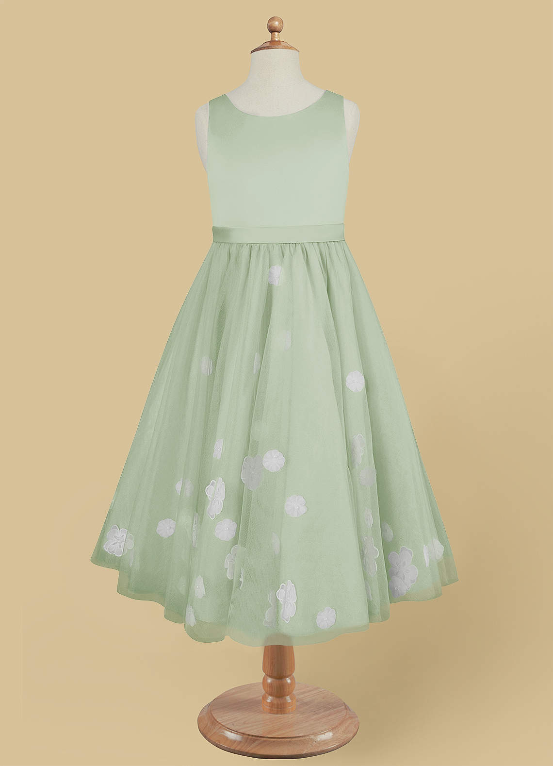 A-line Halter Tulle Tiered Short Dress Dusty Sage