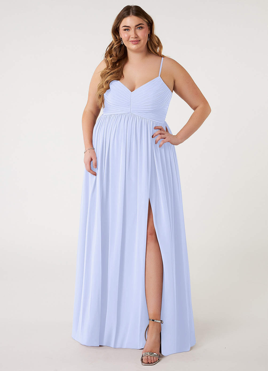 Azazie Alia Bridesmaid Dresses Lavender A-Line Pleated Chiffon Dress image1